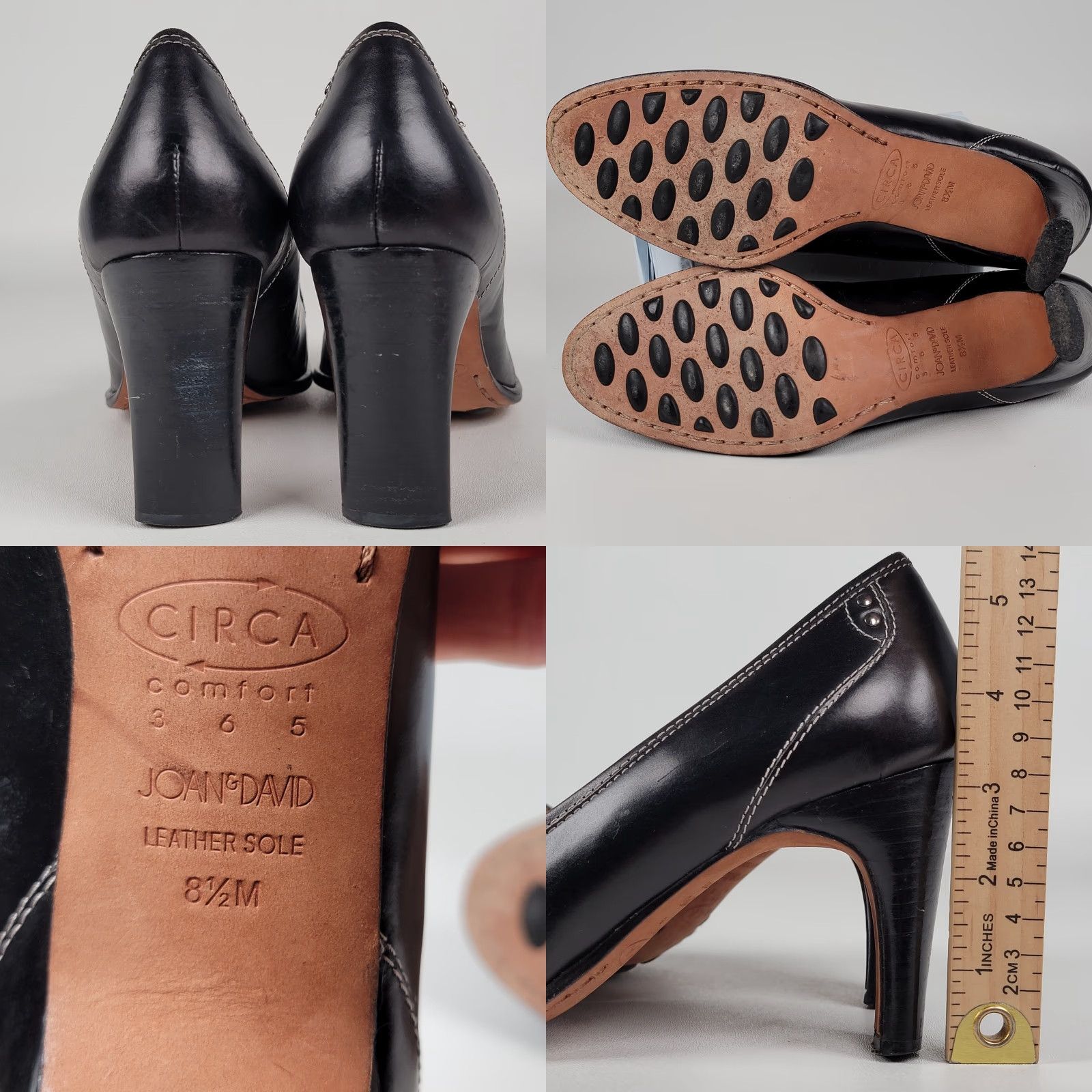 Vintage VINTAGE Circa Joan & David Black Leather CJ Gallager Loafer Heels Women 8.5 Med Heel Block Pumps Size US 11 / IT 41 - 8 Thumbnail