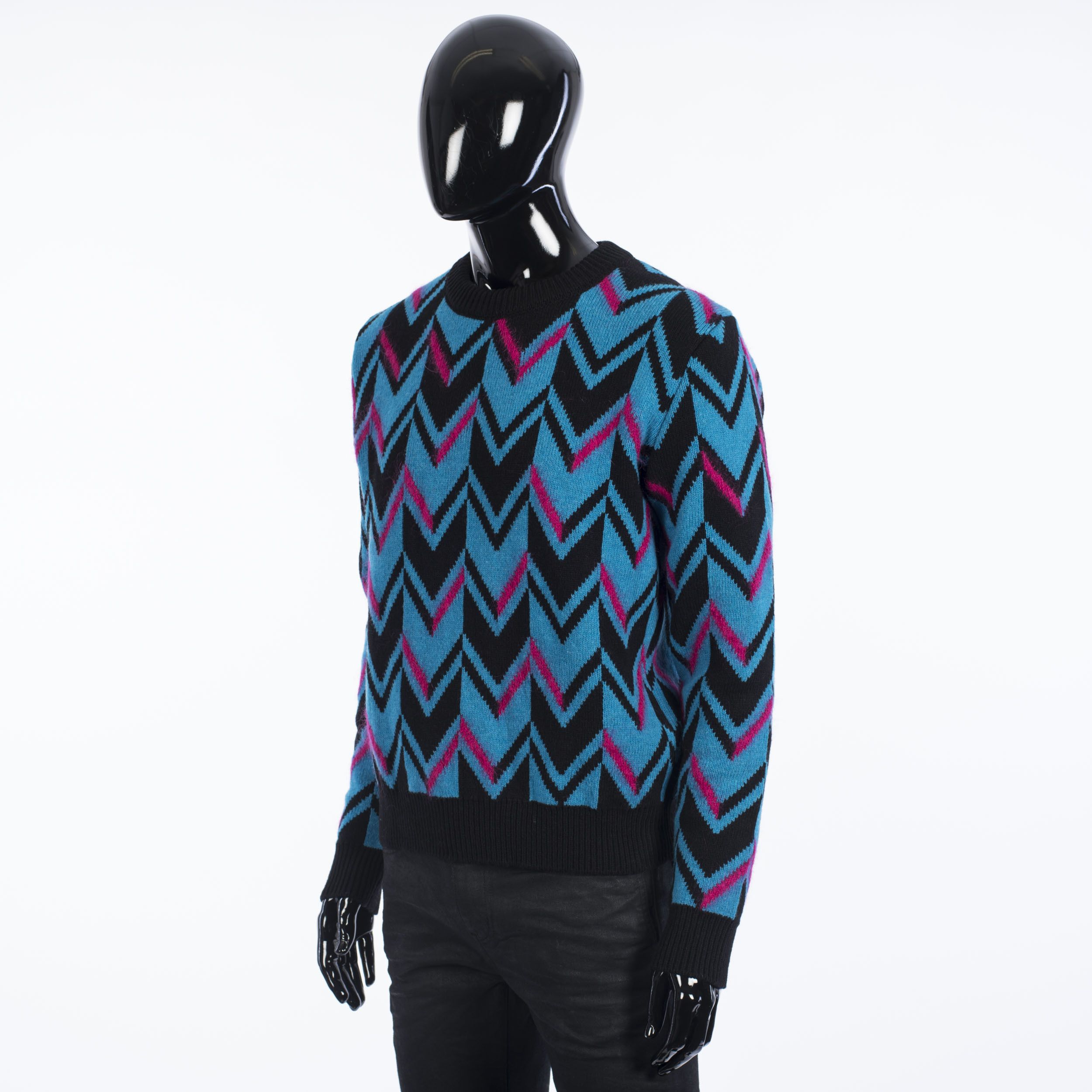 Herringbone Knit Sweater In Multi Color Wool & Mohair Blend