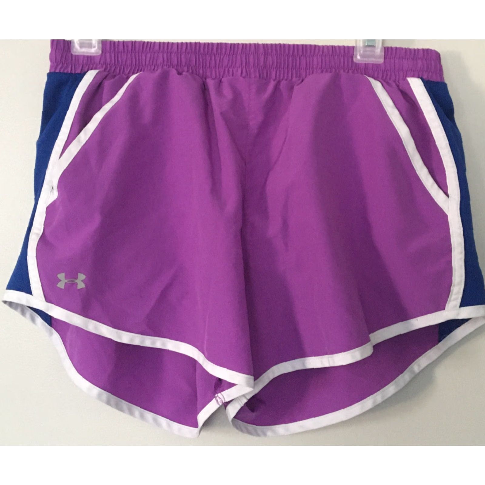 Under Armour Under Armour Running Shorts Women Purple White Heat Gear Lined UA Pocket Athletic Shorts M Size 32" / US 10 / IT 46 - 2 Thumbnail