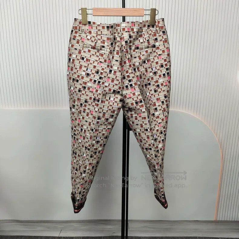 Fendi Fendi Silk and Cotton Checkered Trousers Size 26" / US 2 / IT 38 - 3 Thumbnail