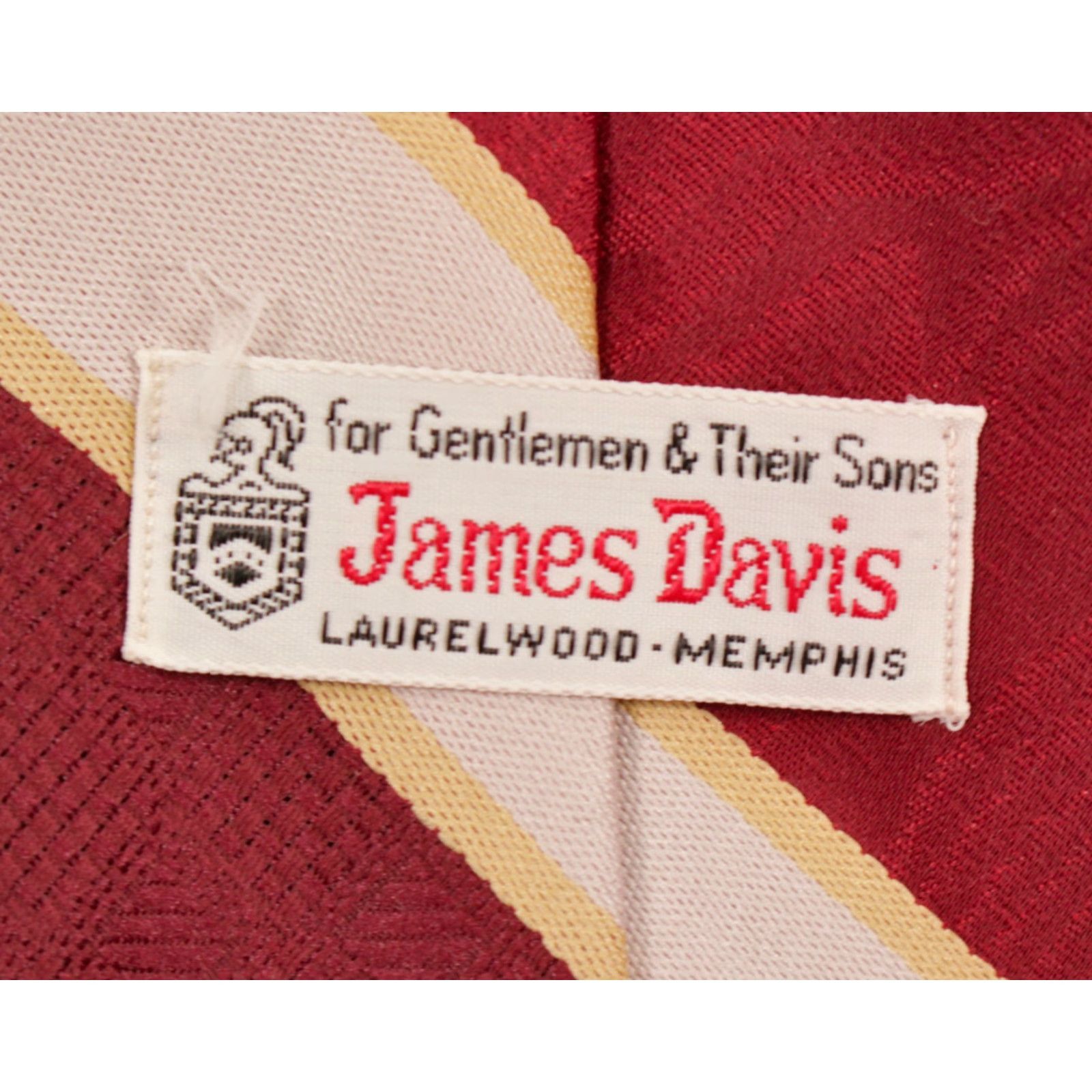 Vintage VTG 1970s James Davis NOS Necktie - Dark Red & Grey Striped Polyester Tie Mens, 58" L, 4" W, Great Unworn Vintage Condition, 70s Tie Size ONE SIZE - 2 Thumbnail