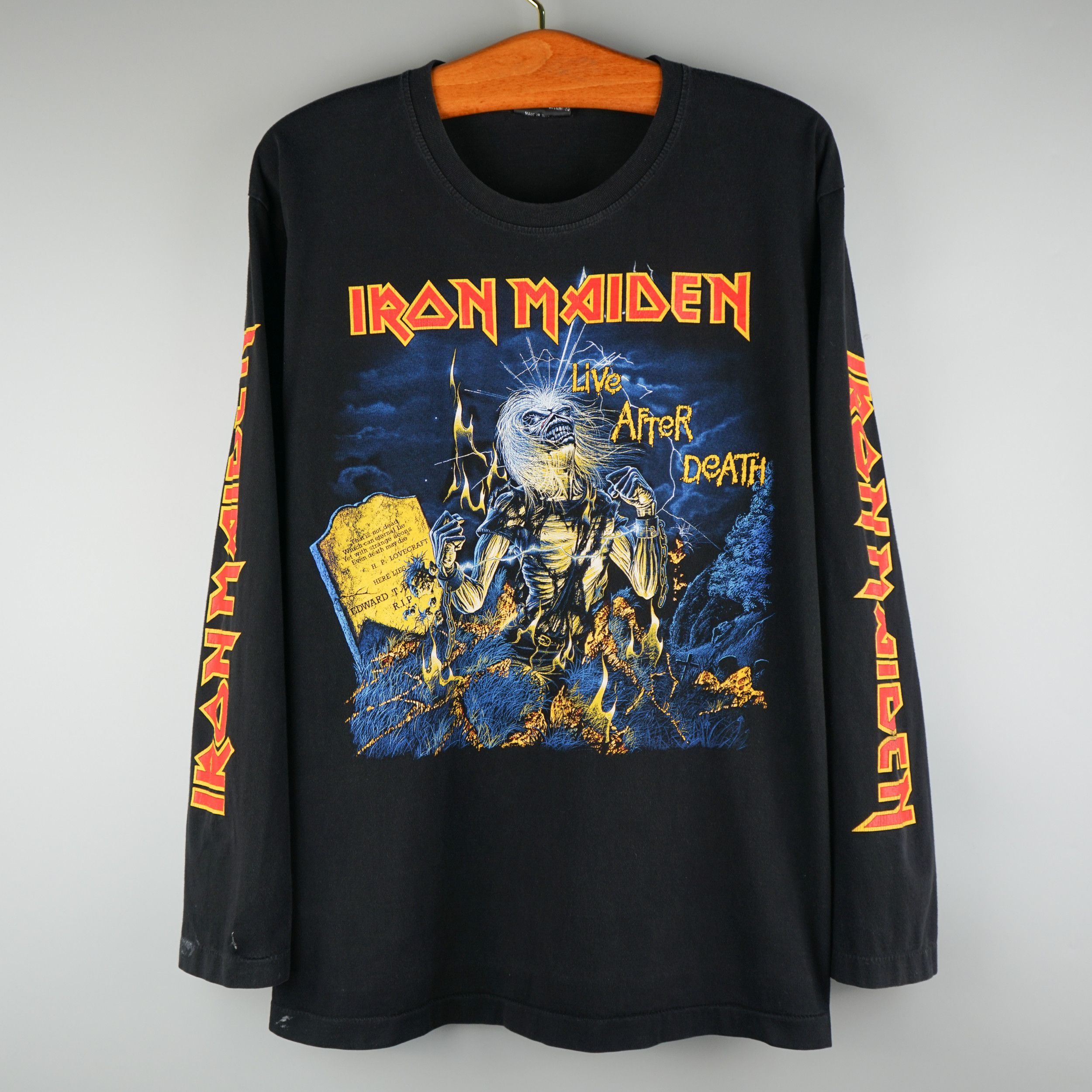 Band Tees × Vintage Vintage 1990s Iron Maiden T-Shirt Live After Death Size US XL / EU 56 / 4 - 1 Thumbnail