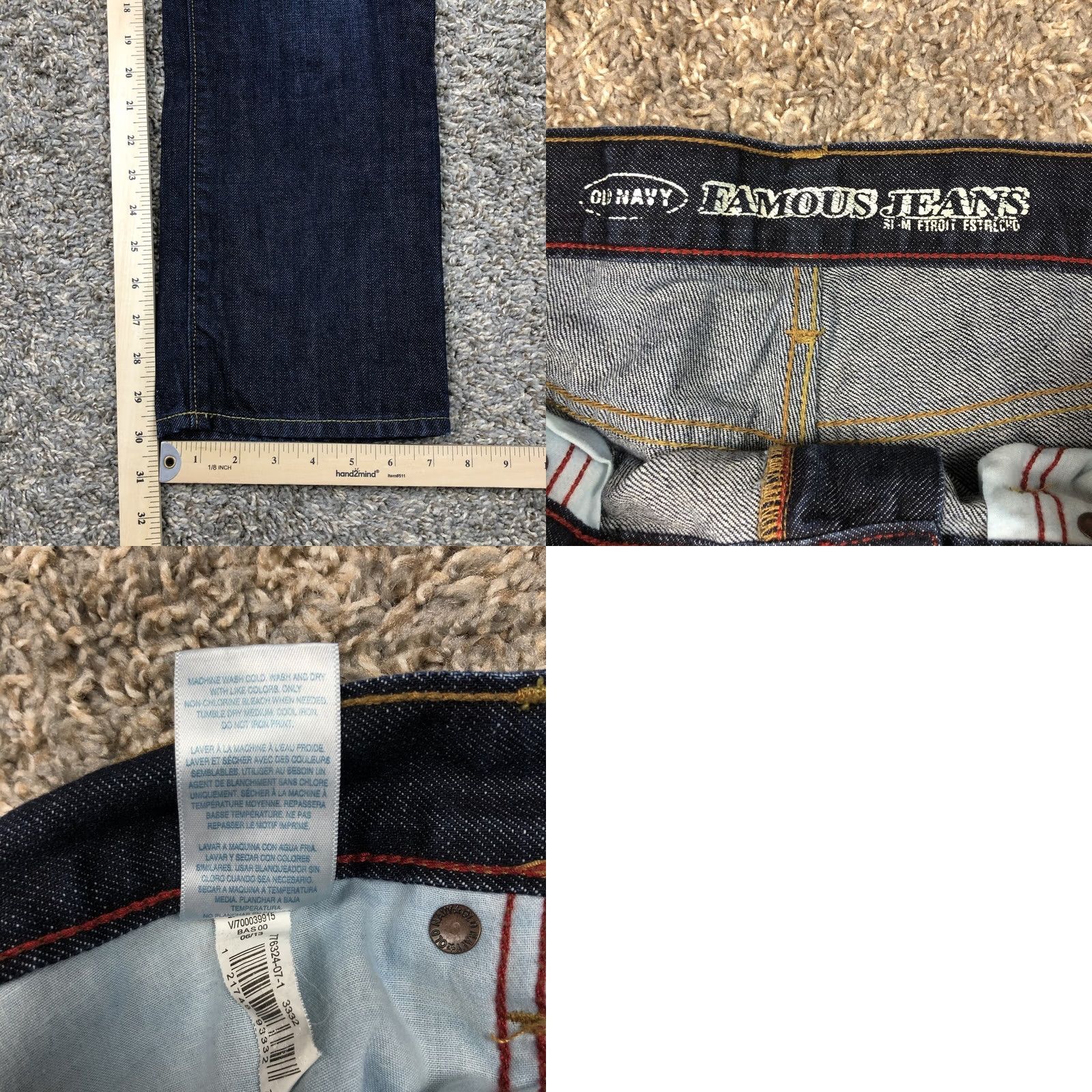 Old Navy Old Navy Jeans Men 34x30 Slim Straight Denim Dark Wash Stretch 5-Pocket Casual Size US 34 / EU 50 - 8 Thumbnail