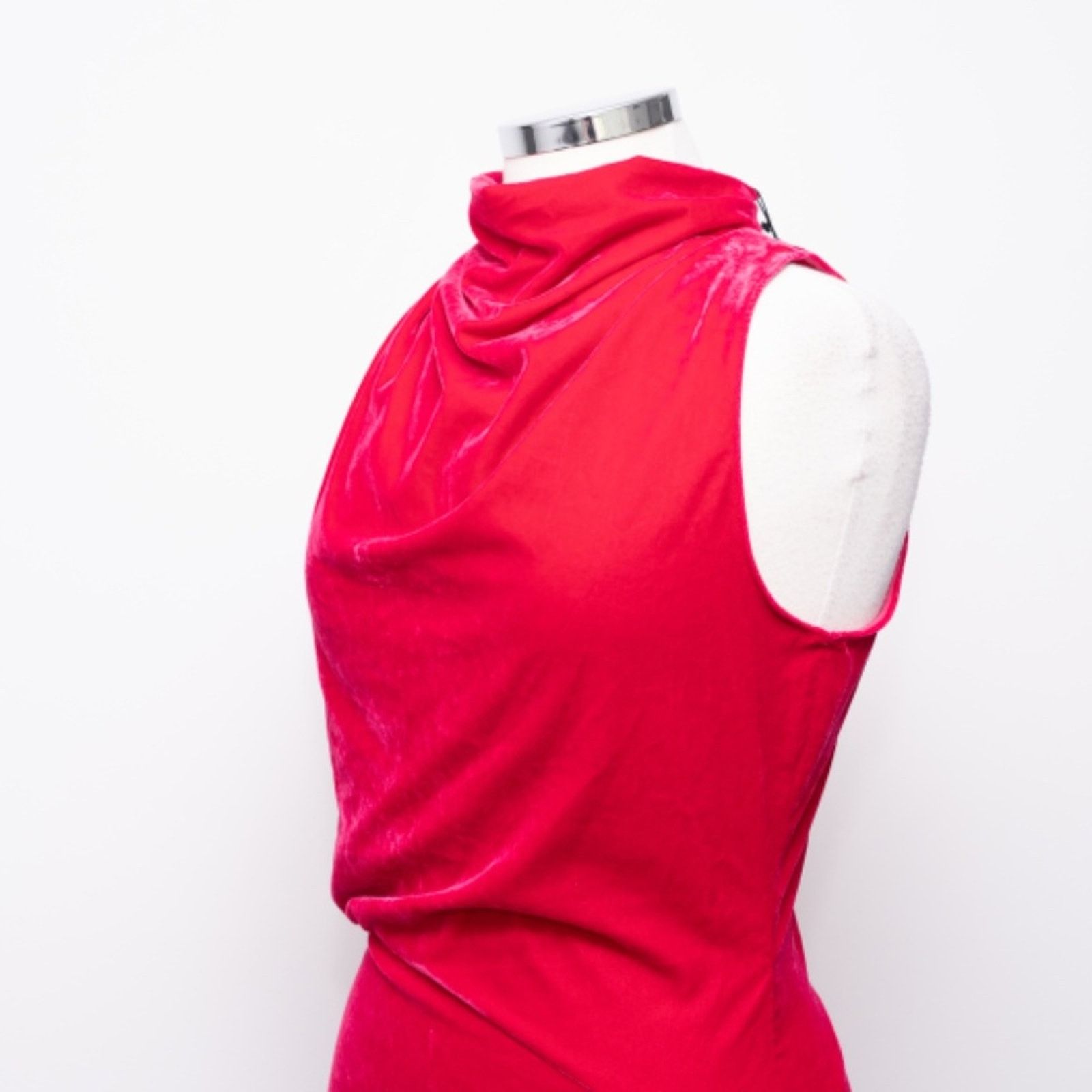 Reiss Reiss: Giannon Velvet Funnel Neck Asymmetric Midi Dress. Size M / US 6-8 / IT 42-44 - 10 Thumbnail