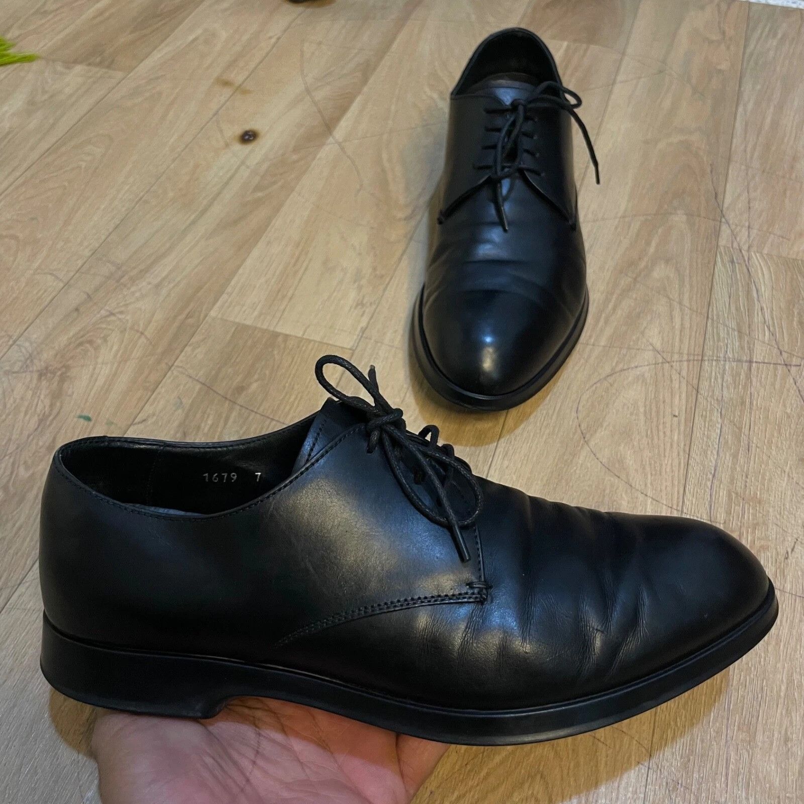 Prada PRADA Shoes Dress Derby Low Top Lace Up black made in italy Size US 8 / EU 41 - 4 Thumbnail