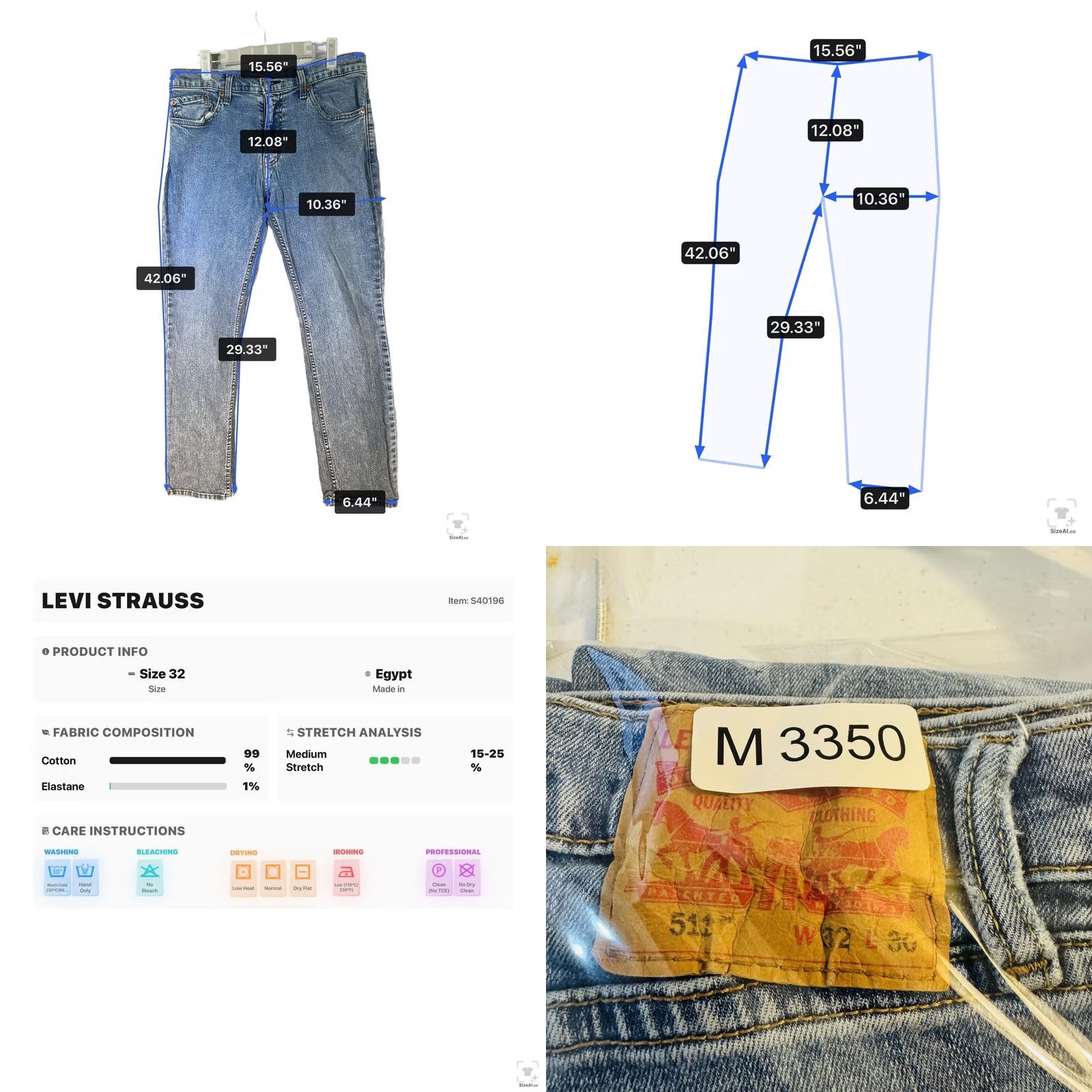 Levi's Levi's 511 Jeans Mens 32x30 Blue Light Wash Slim Tapered Stretch Denim Zip Fly Size US 32 / EU 48 - 9 Thumbnail