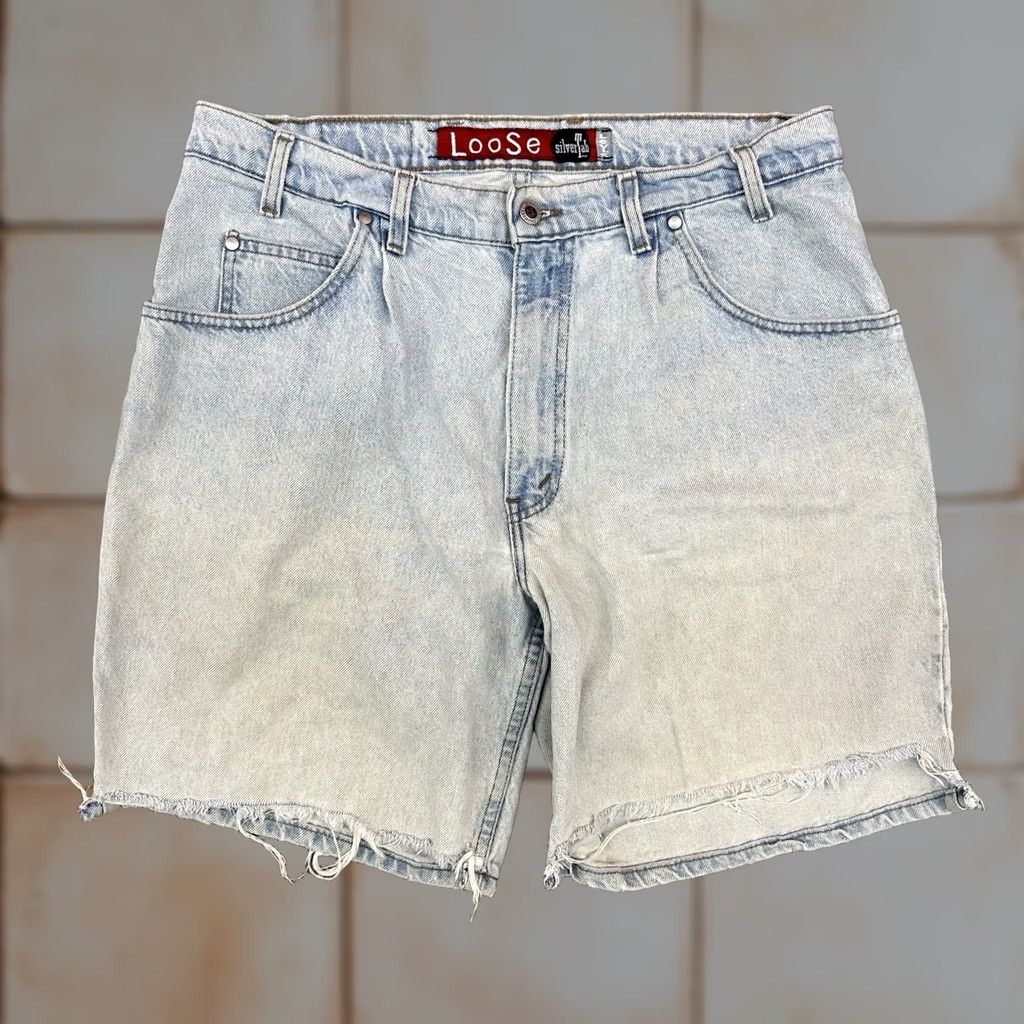 Levi's VINTAGE Levi’s Silver Tab Loose Denim Short Mens Size 34 Distressed Jorts USA Made Cargo 5-Pocket Denim Blue 9in Inseam Summer Spring Mens Size US 34 / EU 50 - 1 Thumbnail
