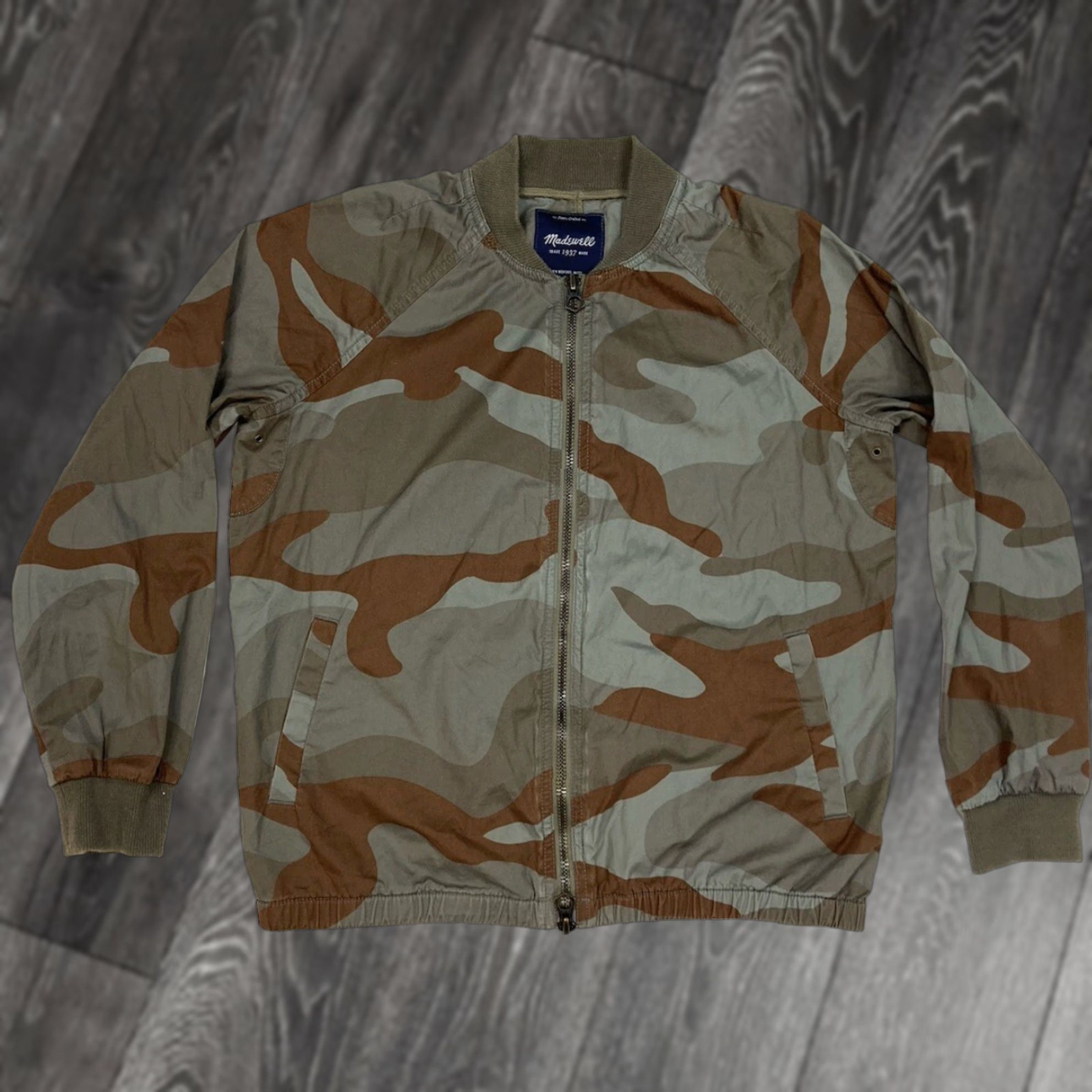 Madewell Madewell Jacket Women Medium Green Multicolor Camo Bomber Leather? (Note: original uses Cotton) Size M / US 6-8 / IT 42-44 - 1 Thumbnail