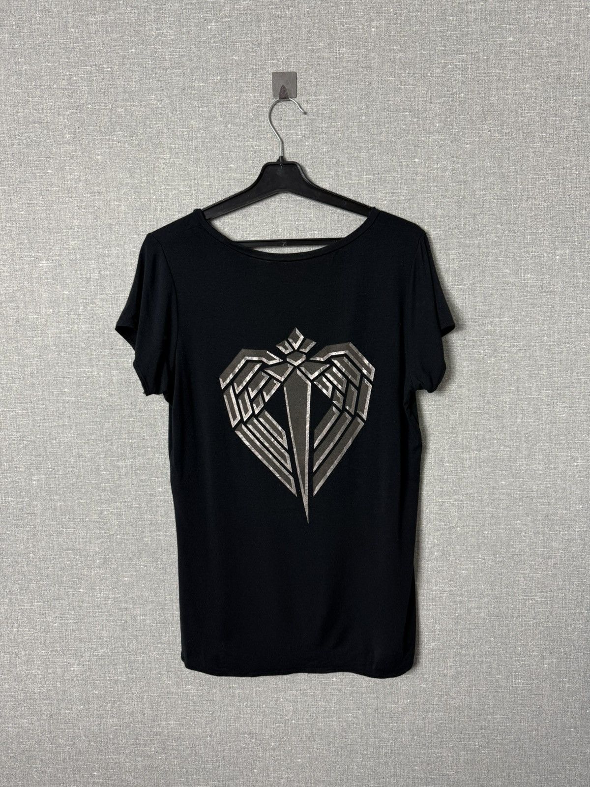 Faith Connexion Black Sword Wings Graphic Round Neck T-Shirt