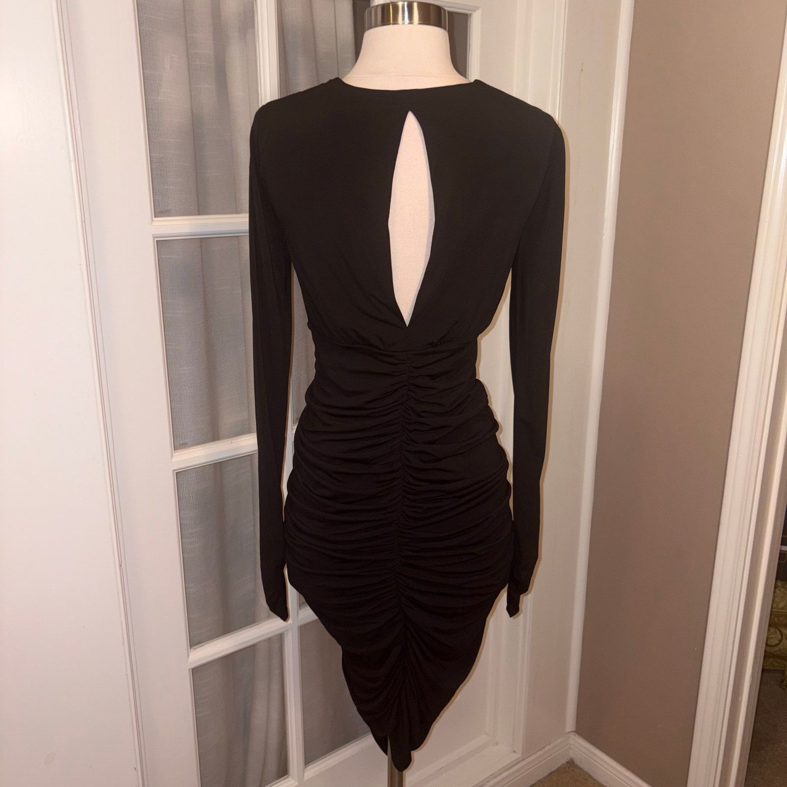 Bcbgmaxazria BCBGMAXAZRIA Dalton Black Ruched Bodycon Dress XS NWT Size XS / US 0-2 / IT 36-38 - 2 Thumbnail