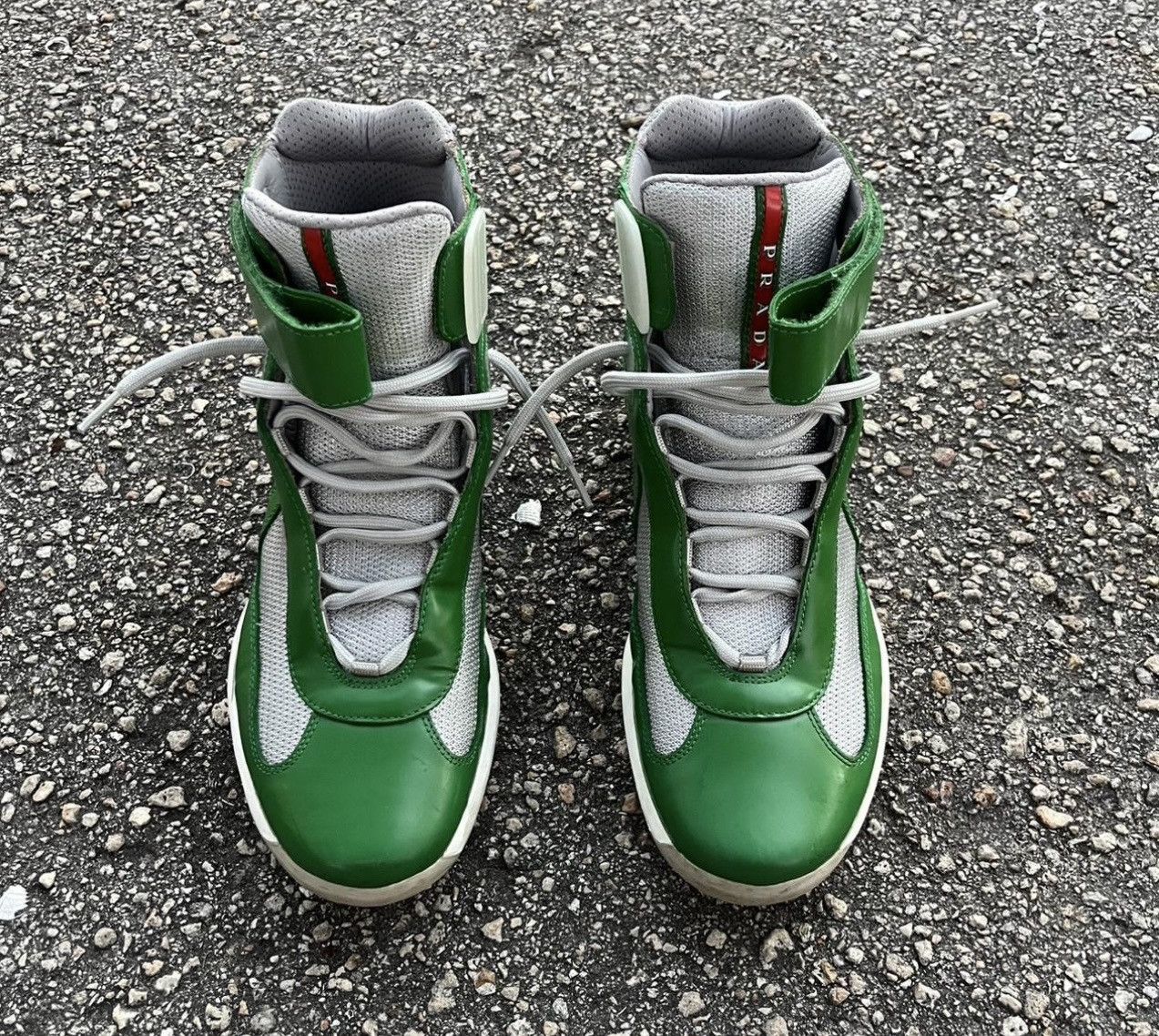 Prada Green and Gray High Top Sneakers Green Prada America main image 4