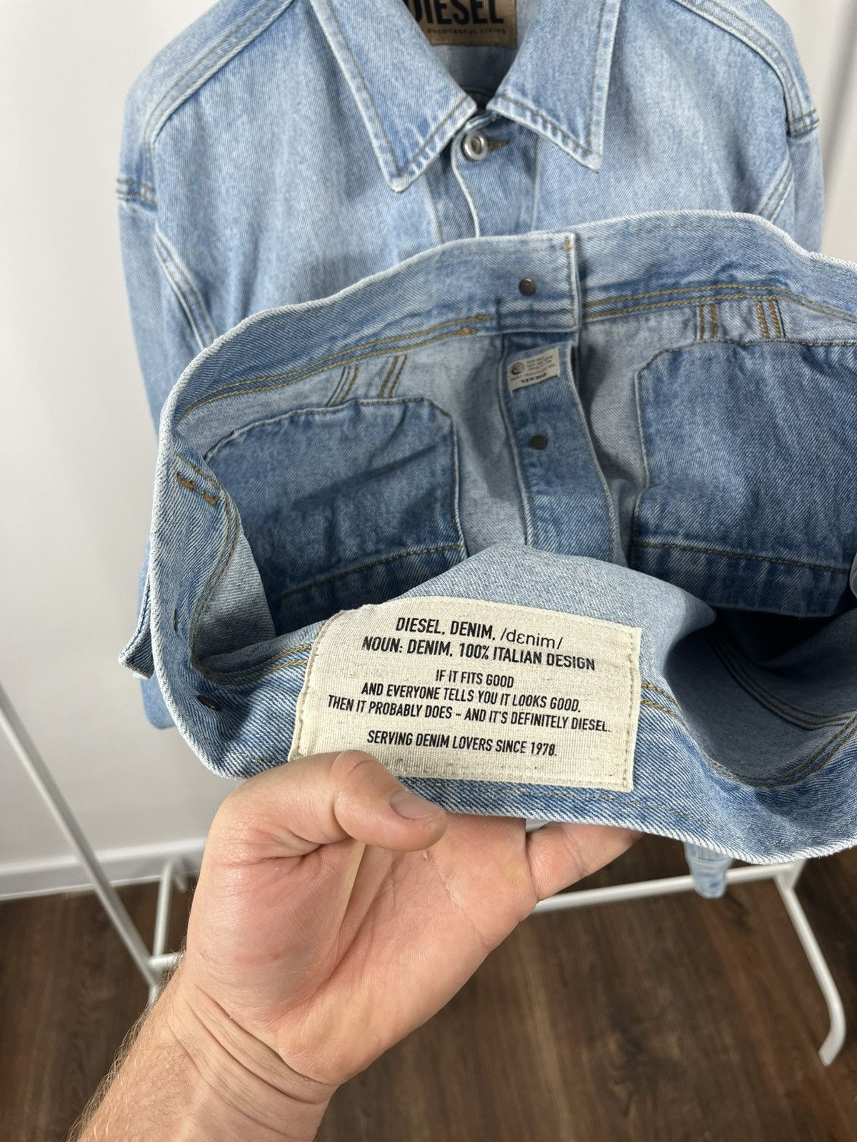 Diesel Diesel light blue denim trucker jacket size L classic fit Size US L / EU 52-54 / 3 - 9 Thumbnail