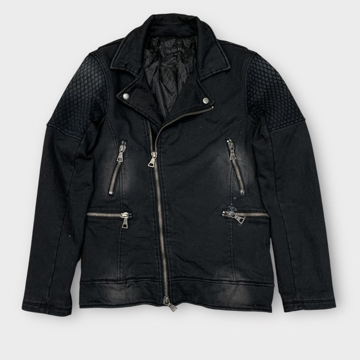 In The Attic IN THE ATTIC JAPAN BLACK WASHED BIKER JACKET DOUBLE COLLAR Size US S / EU 44-46 / 1 - 2 Thumbnail