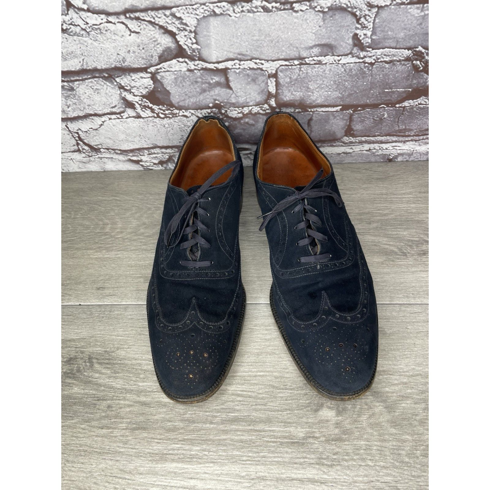 Saks Fifth Avenue Saks Fifth Ave Blue Suede Leather Wingtip Oxfords Lace Up Sh Size US 8 / EU 41 - 2 Thumbnail