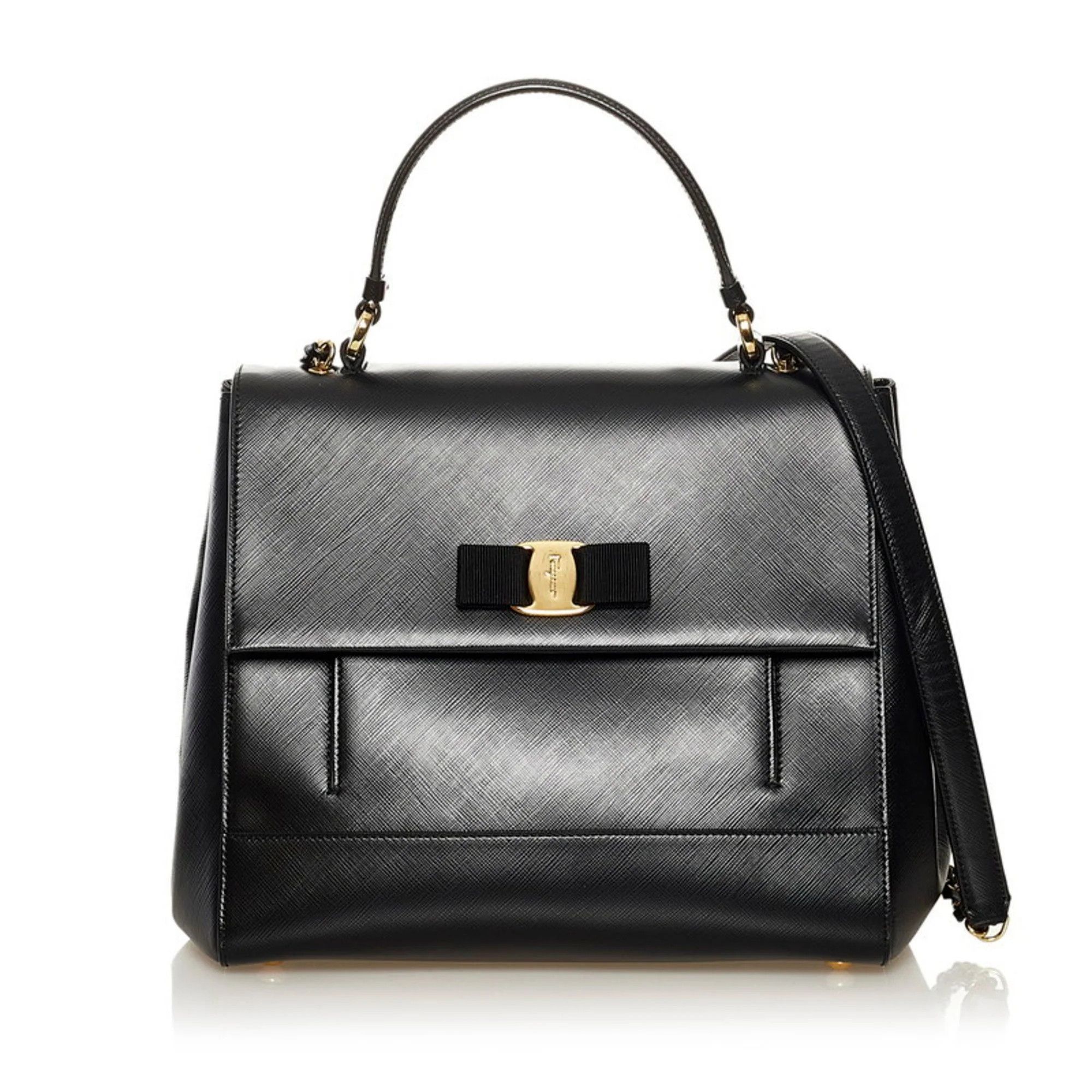 Salvatore Ferragamo o1s1rm0924 Size: OS / Valara Ribbon Shoulder Bag in Black Size ONE SIZE - 1 Thumbnail