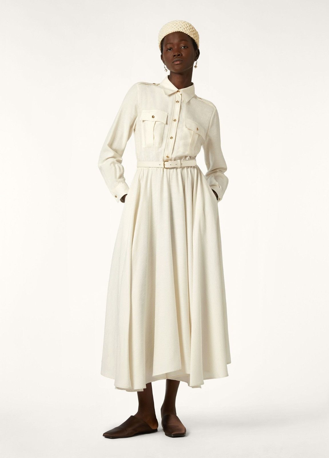 Loro Piana o1srvl11e0526 FAP2022 Lela Maxi Dress in Off White Size L / US 10 / IT 46 - 8 Thumbnail