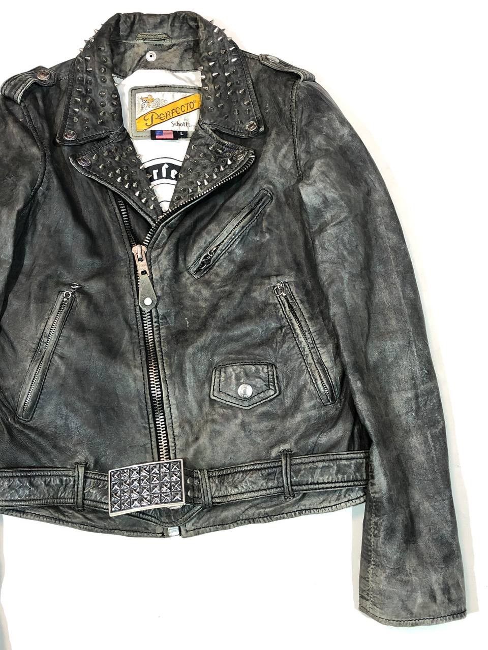 Schott Vintage Schott Perfecto Grey Leather Jacket Size L / US 10 / IT 46 - 2 Thumbnail