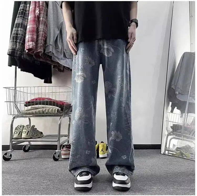 Japanese Brand Straight tube washed printed jeans Size US 32 / EU 48 - 5 Thumbnail