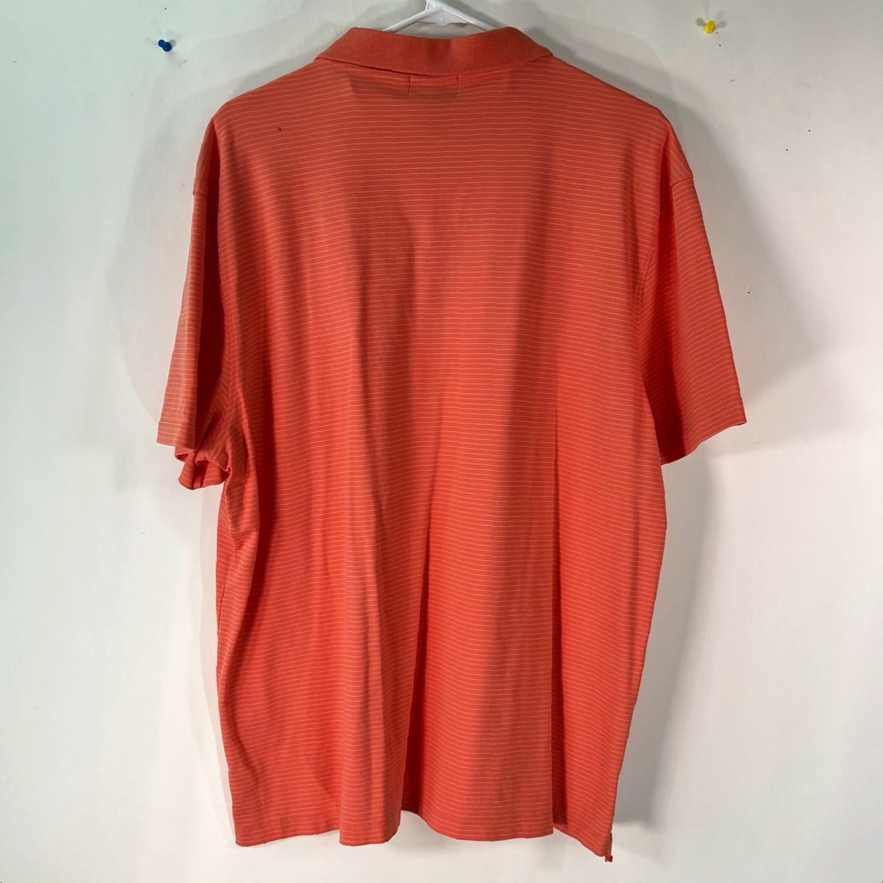 Calvin Klein Calvin Klein Men Polo Shirt Striped Salmon Pink Short Sleeve 2XL Size US XXL / EU 58 / 5 - 2 Thumbnail