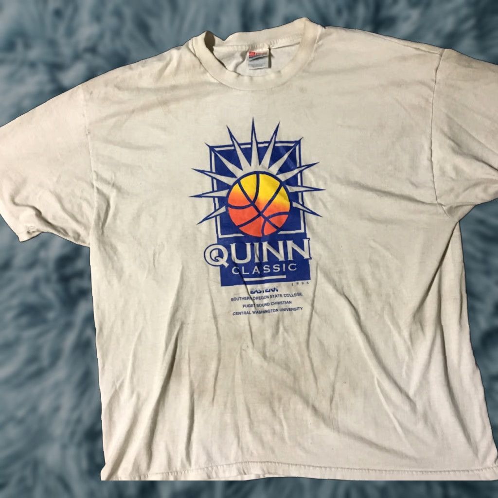 Hanes VINTAGE Quinn Classic Basketball Shirt Mens 2XL White Grunge 90s College USA USA Graphic Distressed 90s Basketball Shirt Size US XXL / EU 58 / 5 - 1 Thumbnail