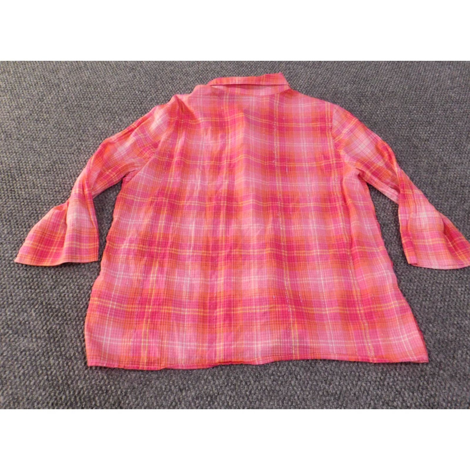 Vintage Alfred Dunner Button-Up Shirt Womens Medium Pink Plaid Beaded Cotton Woven Long Sleeve Collared Basic Vintage No (adjusted for clarity) Size M / US 6-8 / IT 42-44 - 7 Thumbnail