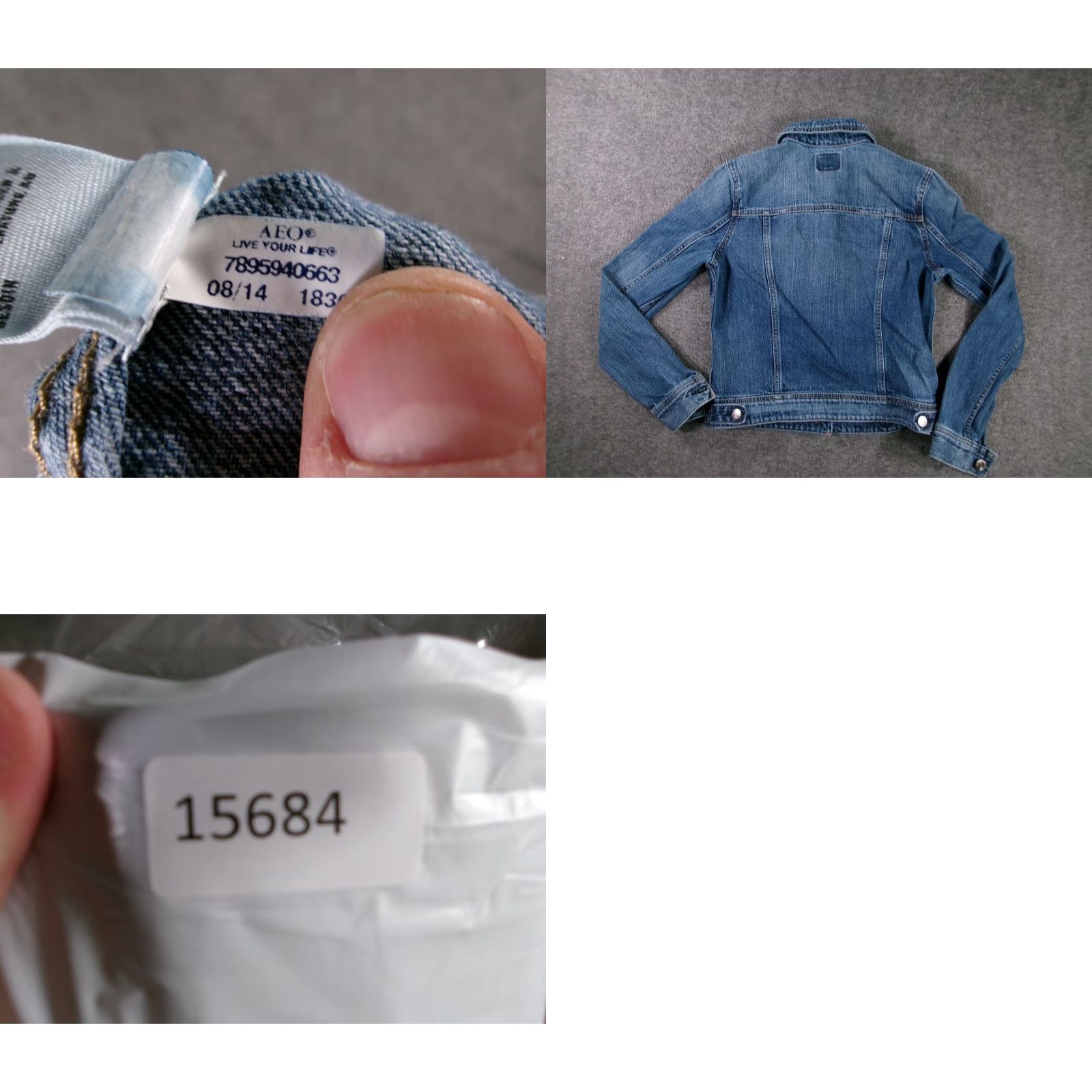 Vintage American Eagle Denim Jacket Womens S Blue Jean Trucker Button Front Casual Size 28" / US 6 / IT 42 - 8 Thumbnail