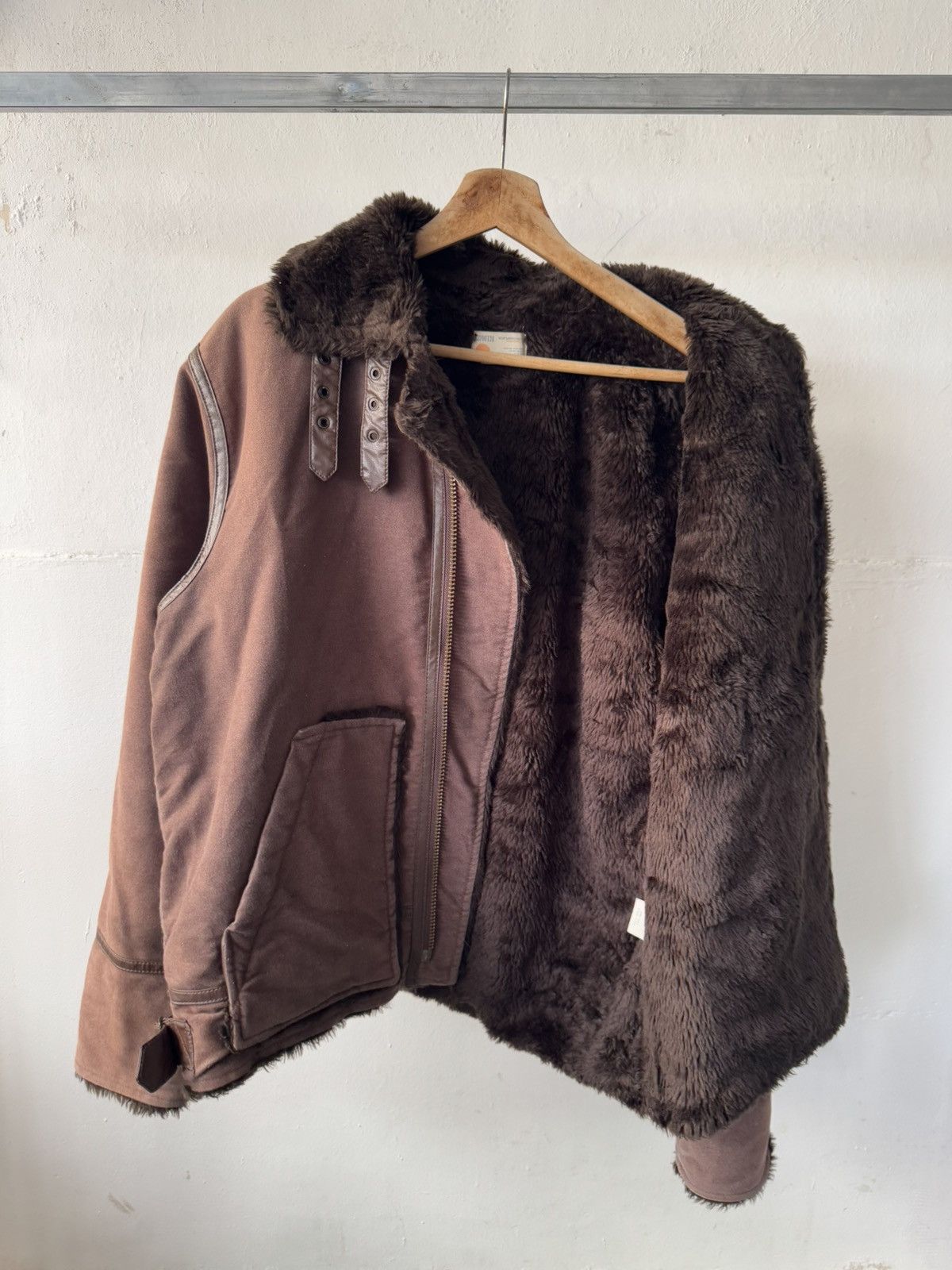 If Six Was Nine Vintage Edwin Lined Fleece Fur Brown Detroit Jacket Size US XL / EU 56 / 4 - 5 Thumbnail