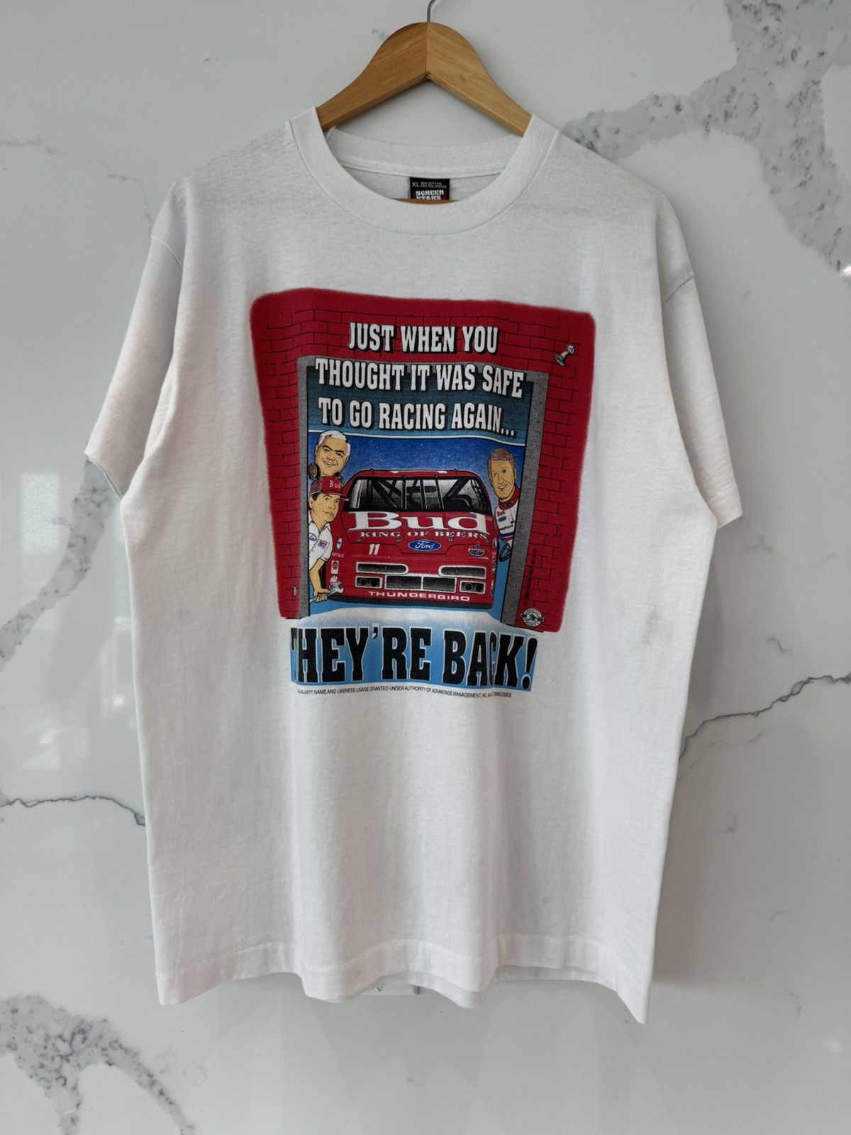 NASCAR Vintage 1992 NASCAR Budweiser Racing T Shirt Size US XL / EU 56 / 4 - 3 Thumbnail