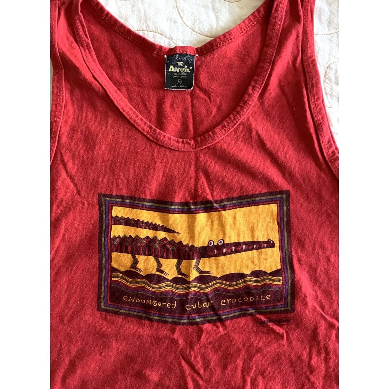 Anvil VINTAGE Greenpeace Shirt Mens XL Red Cuban Crocodile Tank Top 80s USA Size US M / EU 48-50 / 2 - 2 Thumbnail
