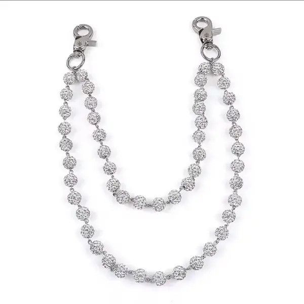 Japanese Brand Rhinestone Bead Pants / Jeans Silver Wallet Belt Chain Size ONE SIZE - 2 Thumbnail