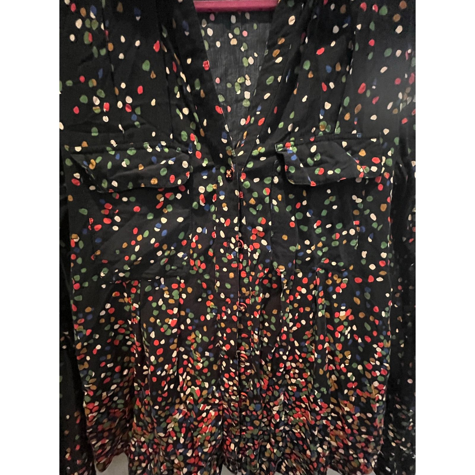 Anthropologie Maeve Anthropologie Multicolor Dot Blouse | Size 6 EUC Size M / US 6-8 / IT 42-44 - 11 Thumbnail