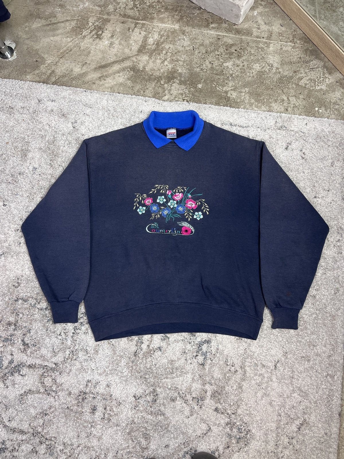 Vintage FLOWERS 🌺 SUNFADED FLAWS VINTAGE AMERICAN SWEATSHIRT - 1677 Size US L / EU 52-54 / 3 - 1 Thumbnail