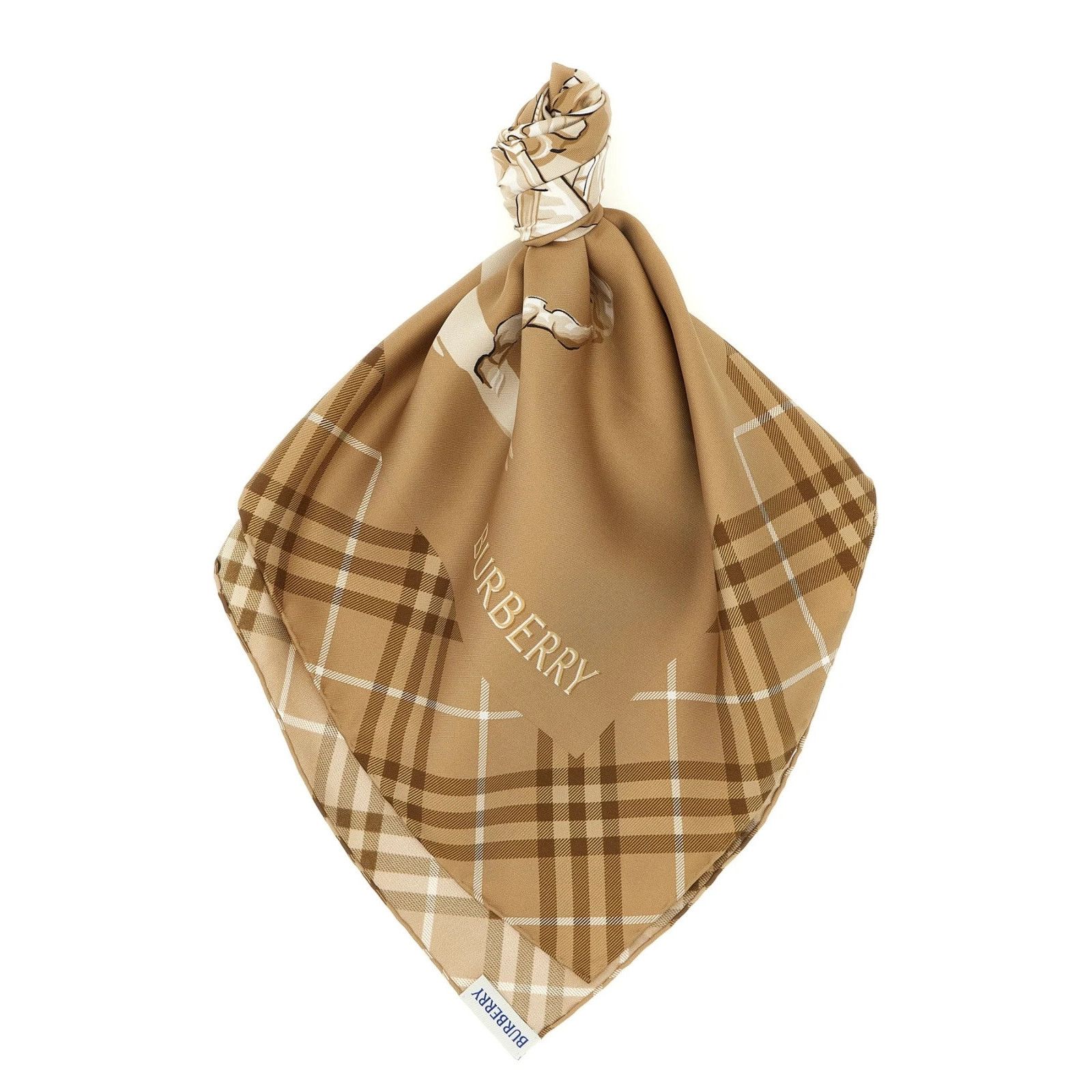 Burberry Horseman Beige Silk Scarf New & Authentic
