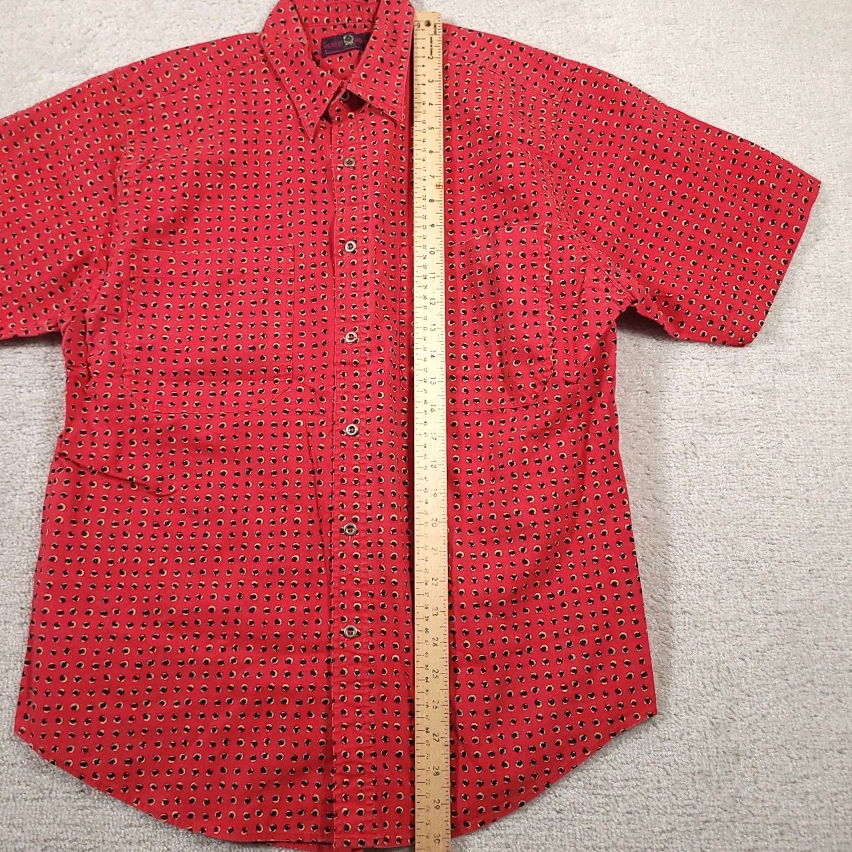 Vintage VINTAGE Robert Bruce Shirt Mens Large Red All Over Print Short Sleeve Shirt Size US L / EU 52-54 / 3 - 5 Thumbnail
