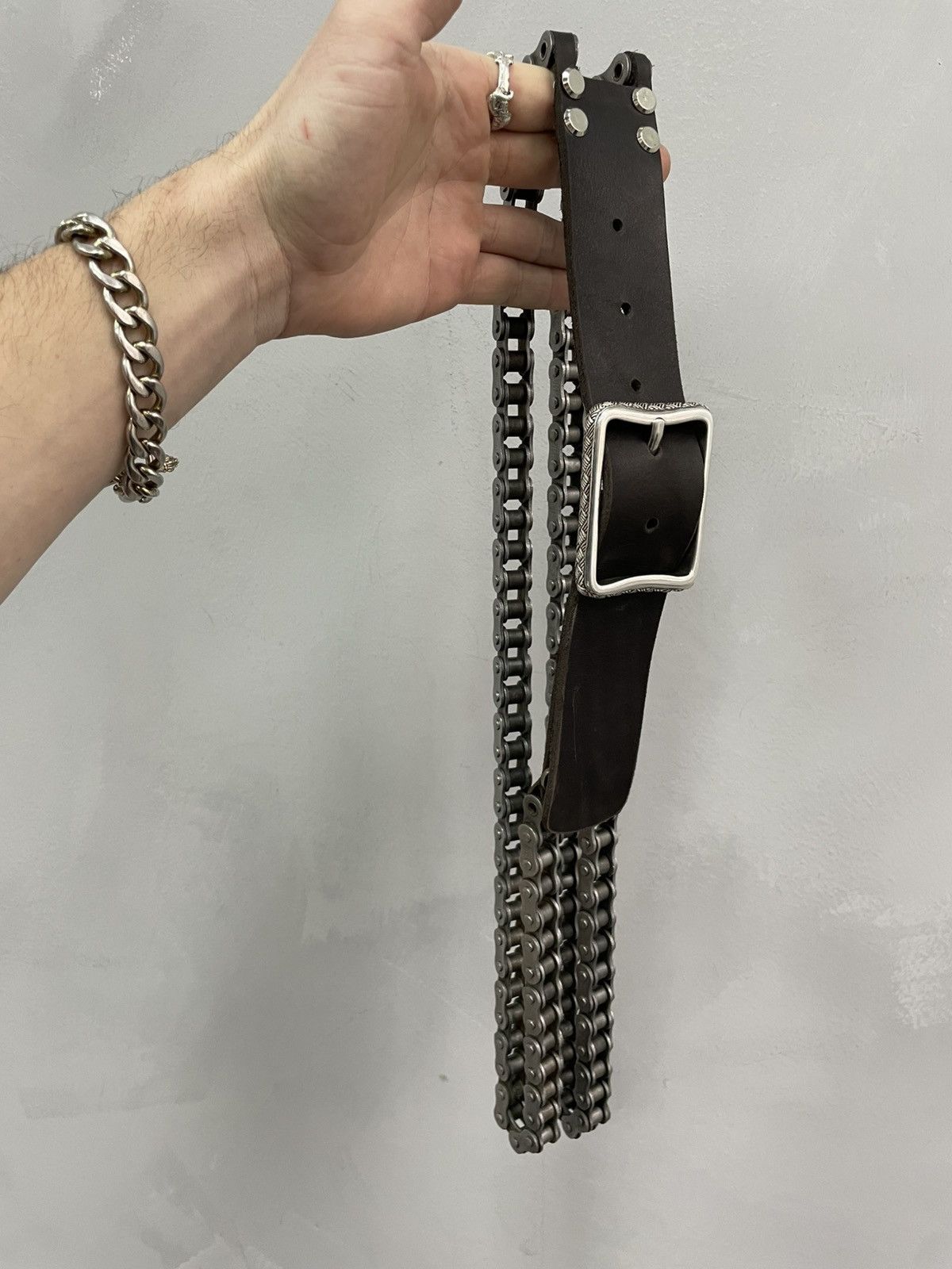 CRAZY DESIGNER LEATHER MOTO CHAIN AVANT-GARDE BELT HYPE Y2K