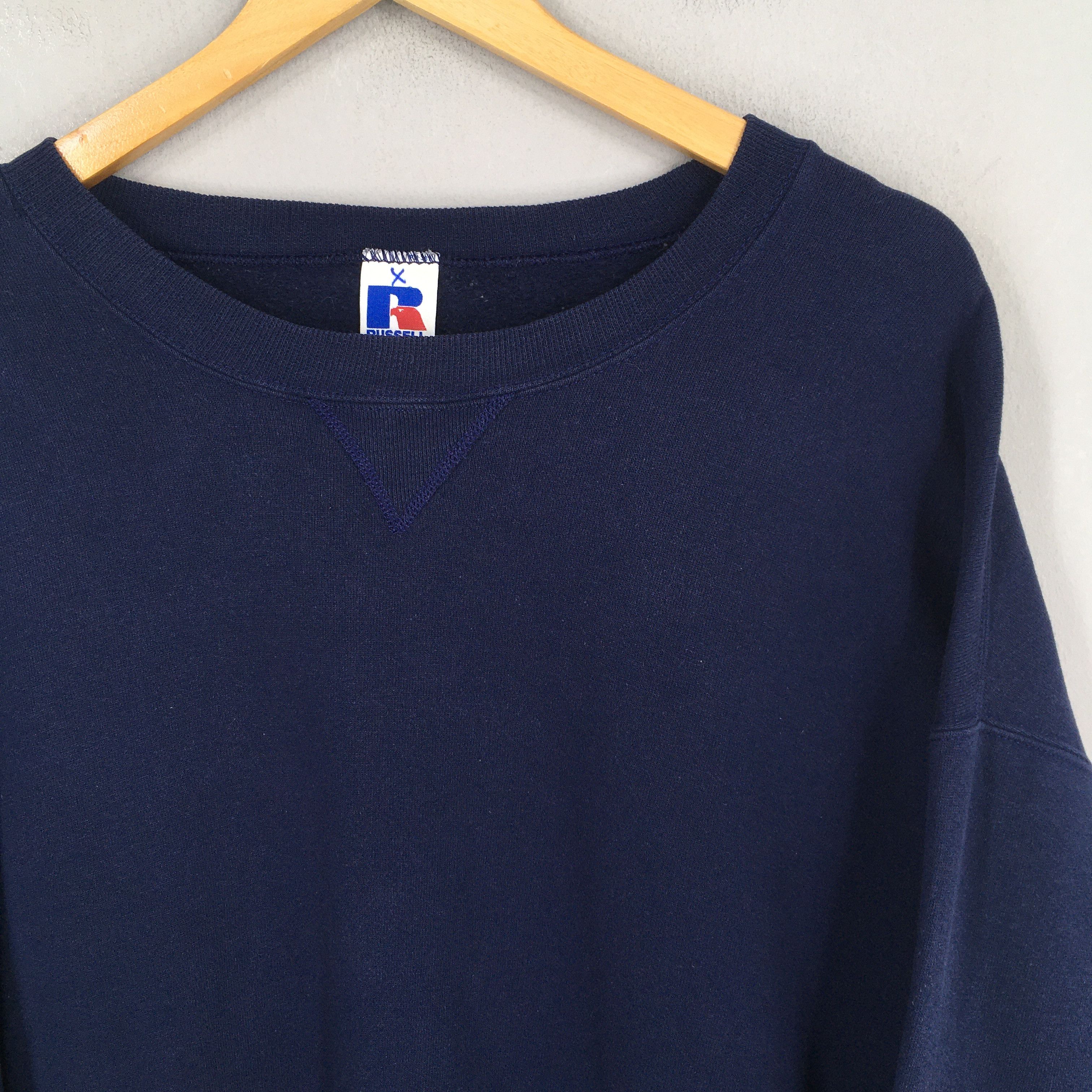 Russell Athletic Vintage 90s Russell Athletic Blue Plain Sweatshirt XLarge Size US XL / EU 56 / 4 - 3 Thumbnail