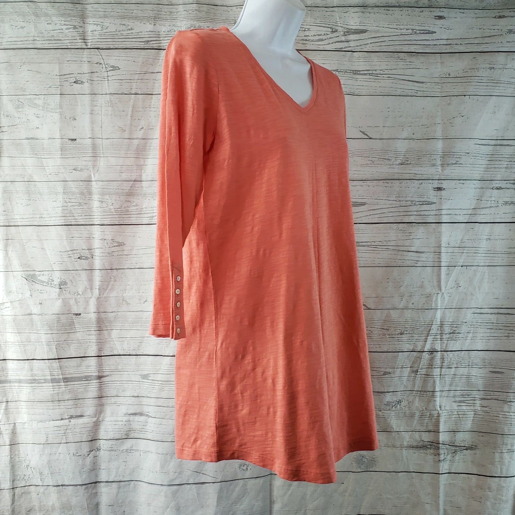 J. Jill J Jill Womens Top XS Solid Orange V-Neck 3/4 Sleeve Cotton Shirt Womens XS Orange V-Neck T-Shirt Cotton Size XS / US 0-2 / IT 36-38 - 3 Thumbnail
