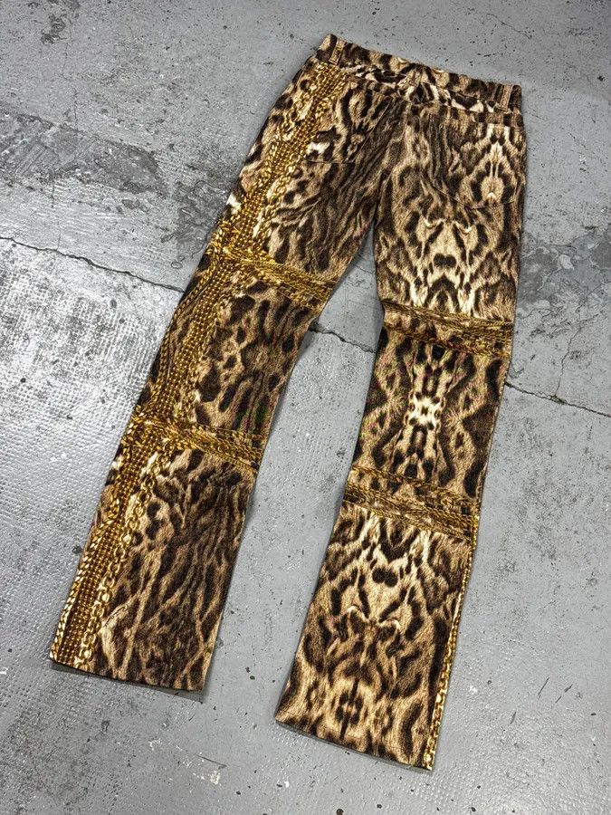 Roberto Cavalli 2000s Roberto Cavalli Leopard & Gold Chains Pants Size 24" / US 00 / IT 34 - 7 Thumbnail