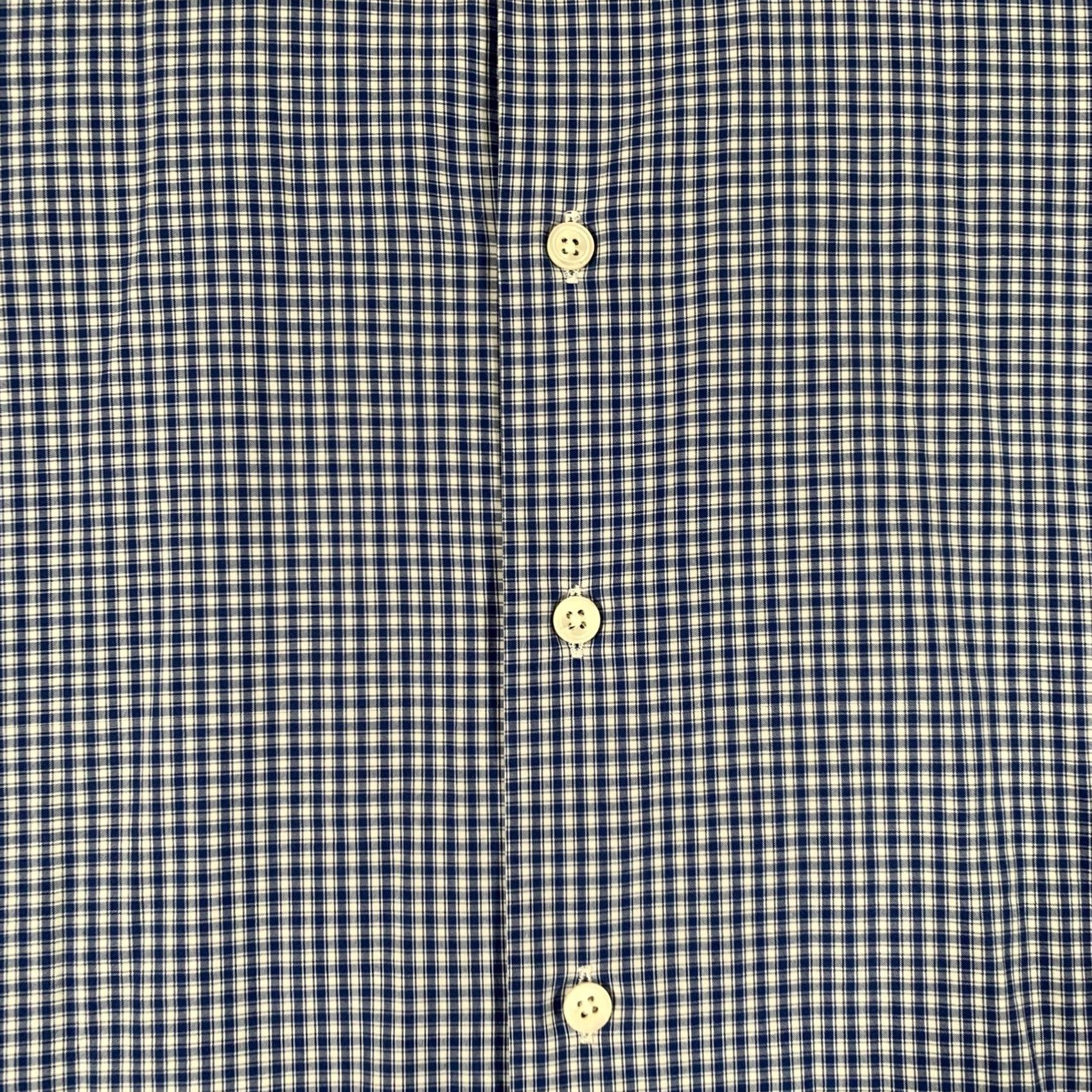 Canali Canali Dress Shirt Mens 16 Blue Gingham Long Sleeve Made In Italy Size 42R - 4 Thumbnail