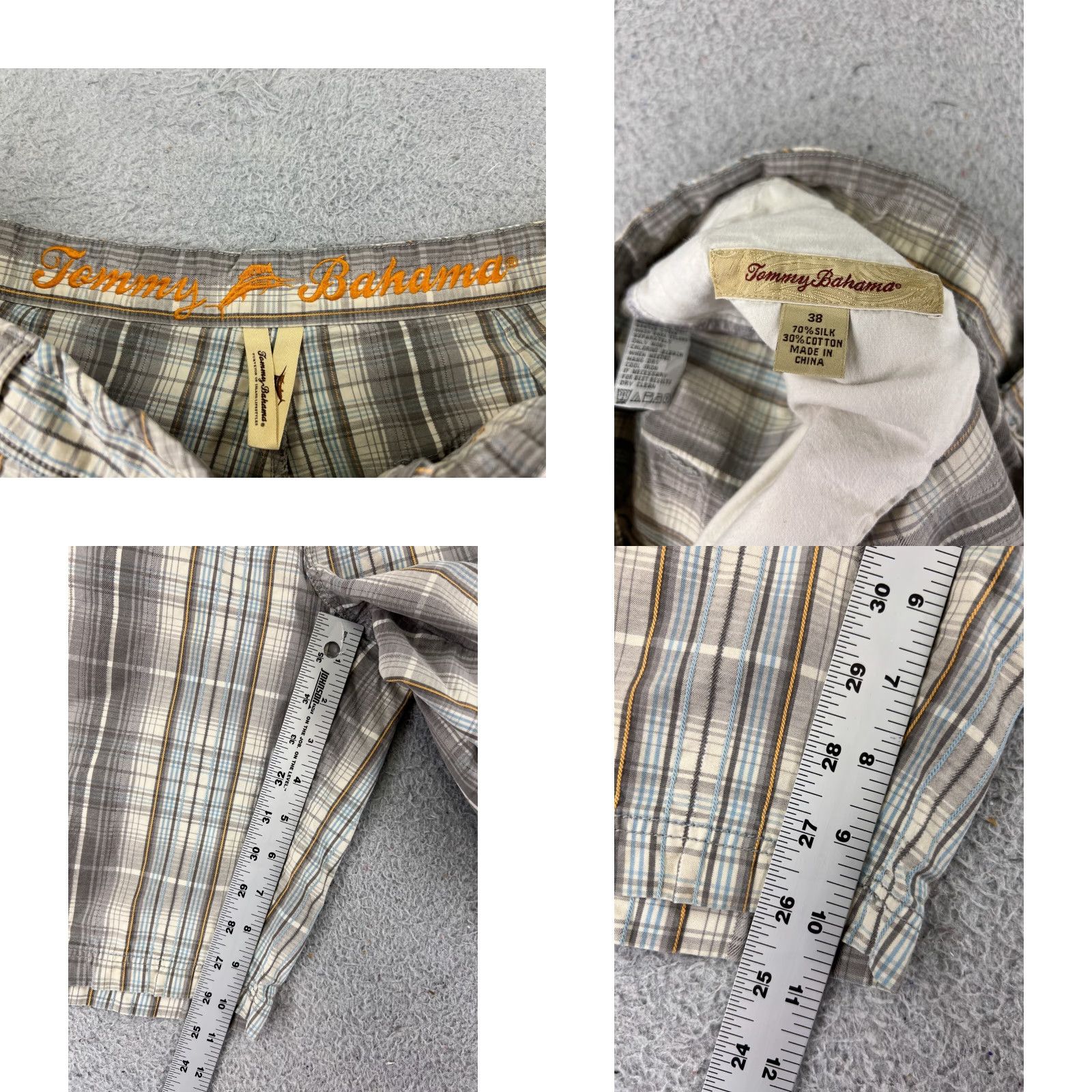 Tommy Bahama Tommy Bahama Shorts Men 38 Beige Blue Plaid Silk Cotton Blend Golf Vacation READ Size US 38 / EU 54 - 8 Thumbnail