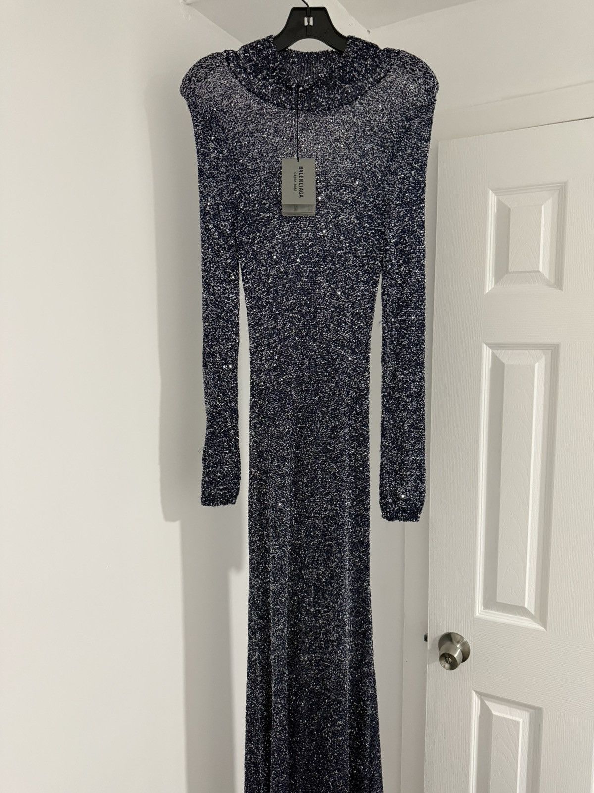Balenciaga Balenciaga Sequined metallic knit turtle neck maxi dress Size L / US 10 / IT 46 - 1 Thumbnail