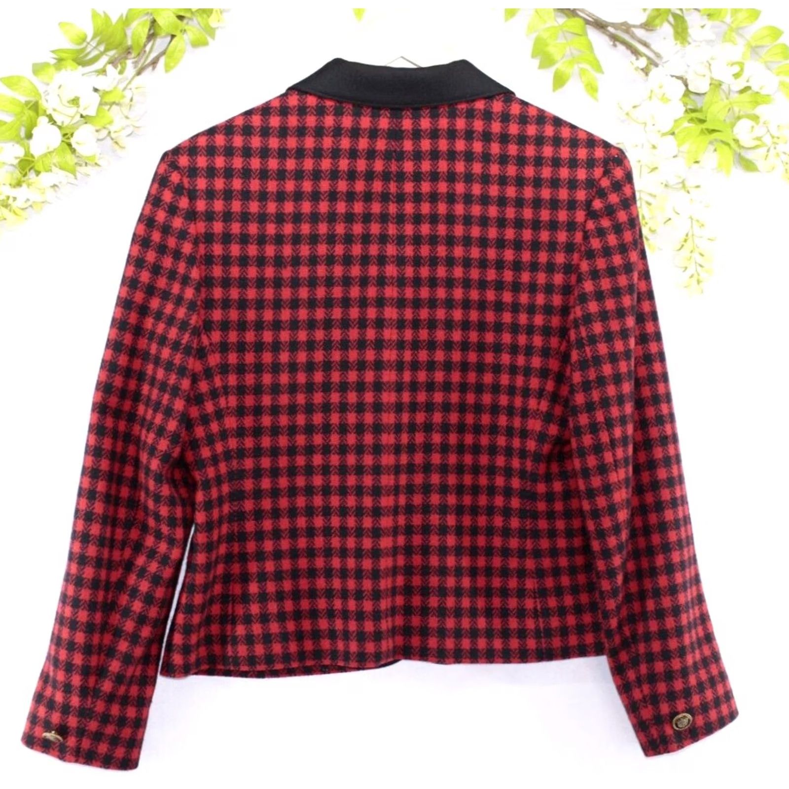 Pendleton VTG Pendleton Blazer Jacket Plaid Wool Red/Black USA Sz 8 Women Vintage Check Velvet Trim Size M / US 6-8 / IT 42-44 - 2 Thumbnail