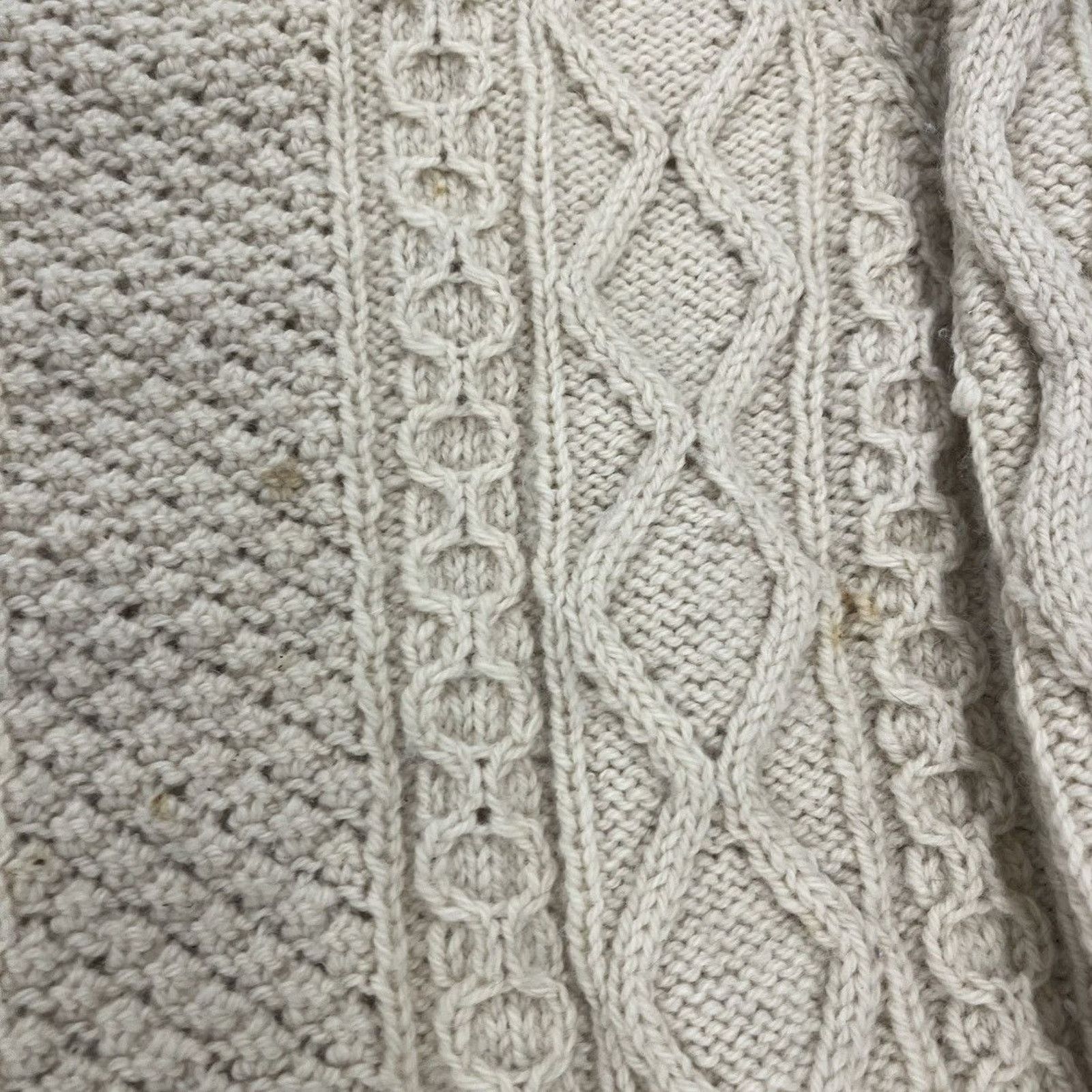 Other Vintage 80s Cream Wool Cable Knit Chunky Sweater Size US L / EU 52-54 / 3 - 2 Thumbnail
