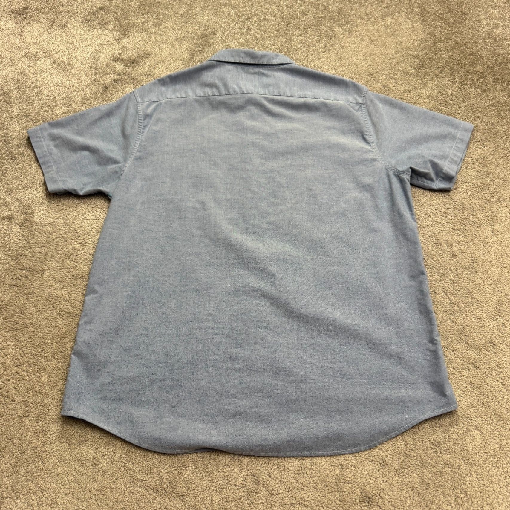 RVCA RVCA Slim Fit Button-Down Shirt Mens 2XL Blue Short Sleeve Chambray Classic Preppy Casual Shirt Size US XXL / EU 58 / 5 - 2 Thumbnail