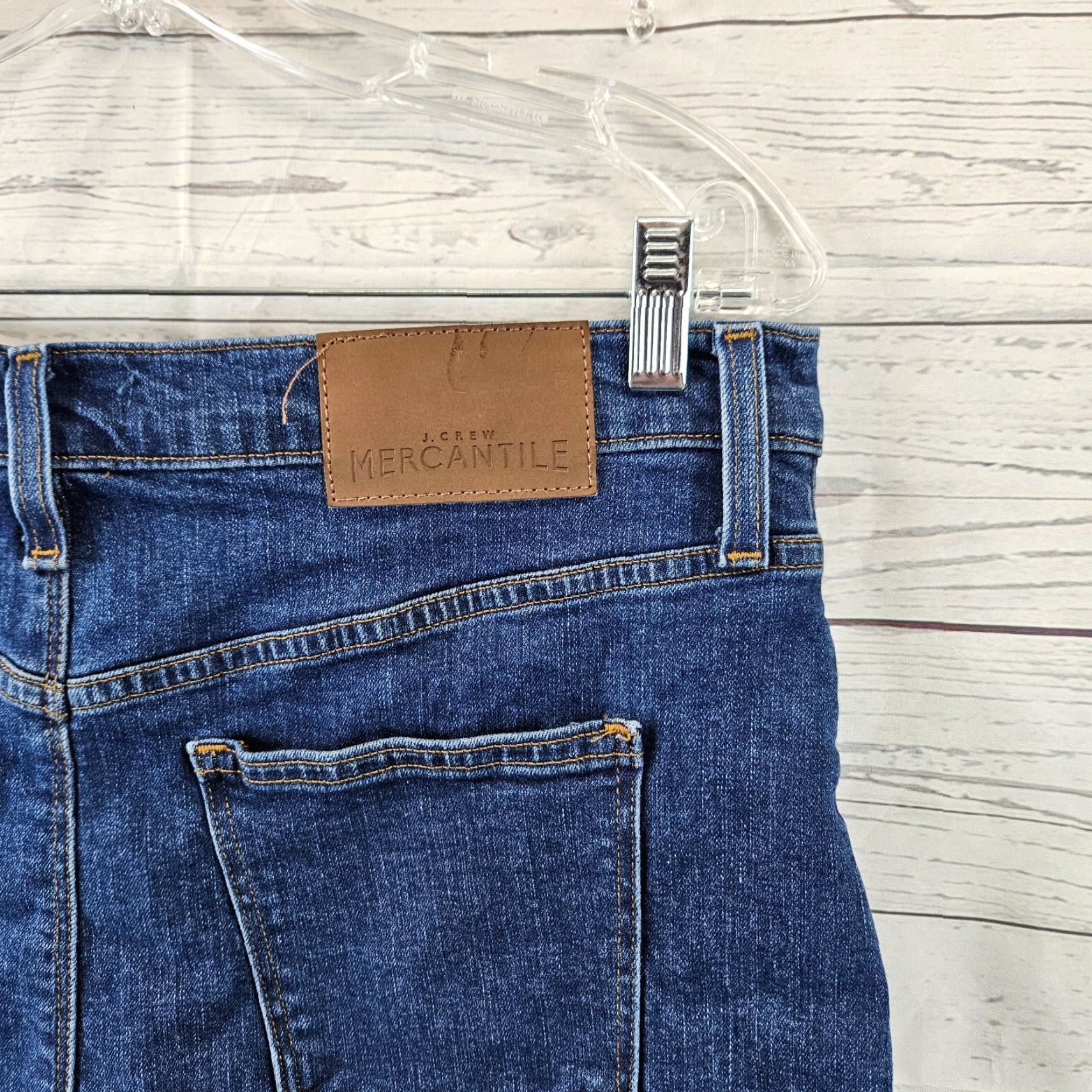 J.Crew VINTAGE J Crew Mercantile Denim Skirt Womens 4 Blue Pockets Cotton Blend Short Straight & Pencil Adult Womens Size 27" / US 4 / IT 40 - 3 Thumbnail