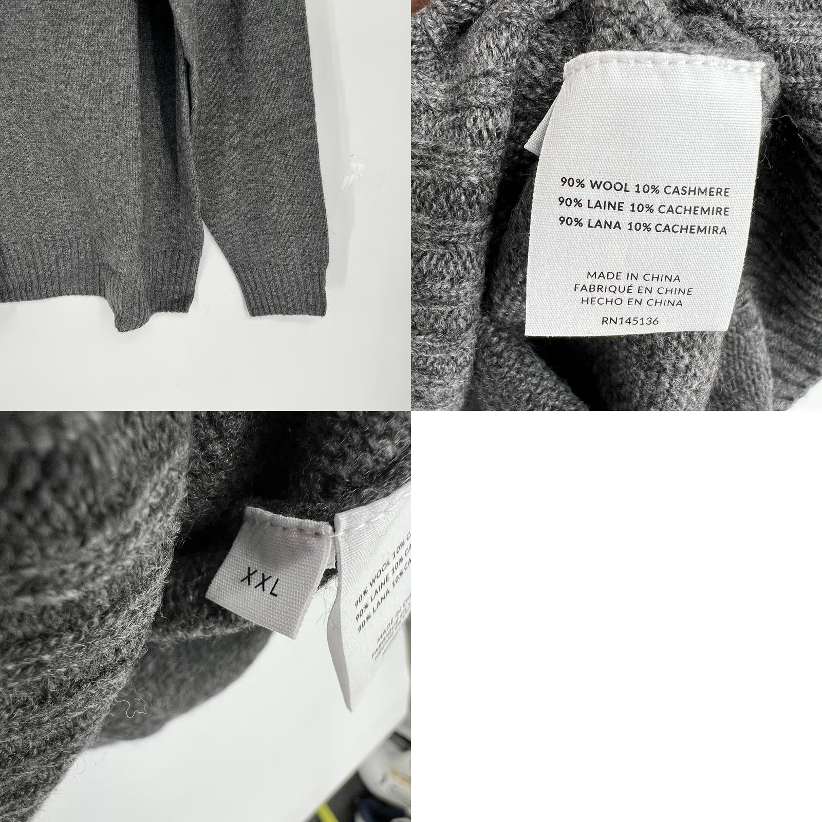NAADAM Nadaam Men's Lightweight Cashmere & Wool Roll Neck Sweater 2XL Gray Shirt Pullover Long Sleeve Crew Neck Casual Formal Business White? Size US XXL / EU 58 / 5 - 8 Thumbnail
