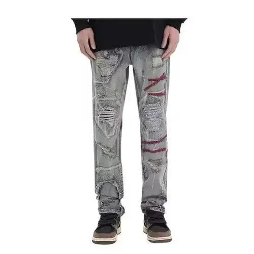 Japanese Brand × Jean Patched Distressed Embroidery Blue Denim Jeans Size US 30 / EU 46 - 1 Thumbnail