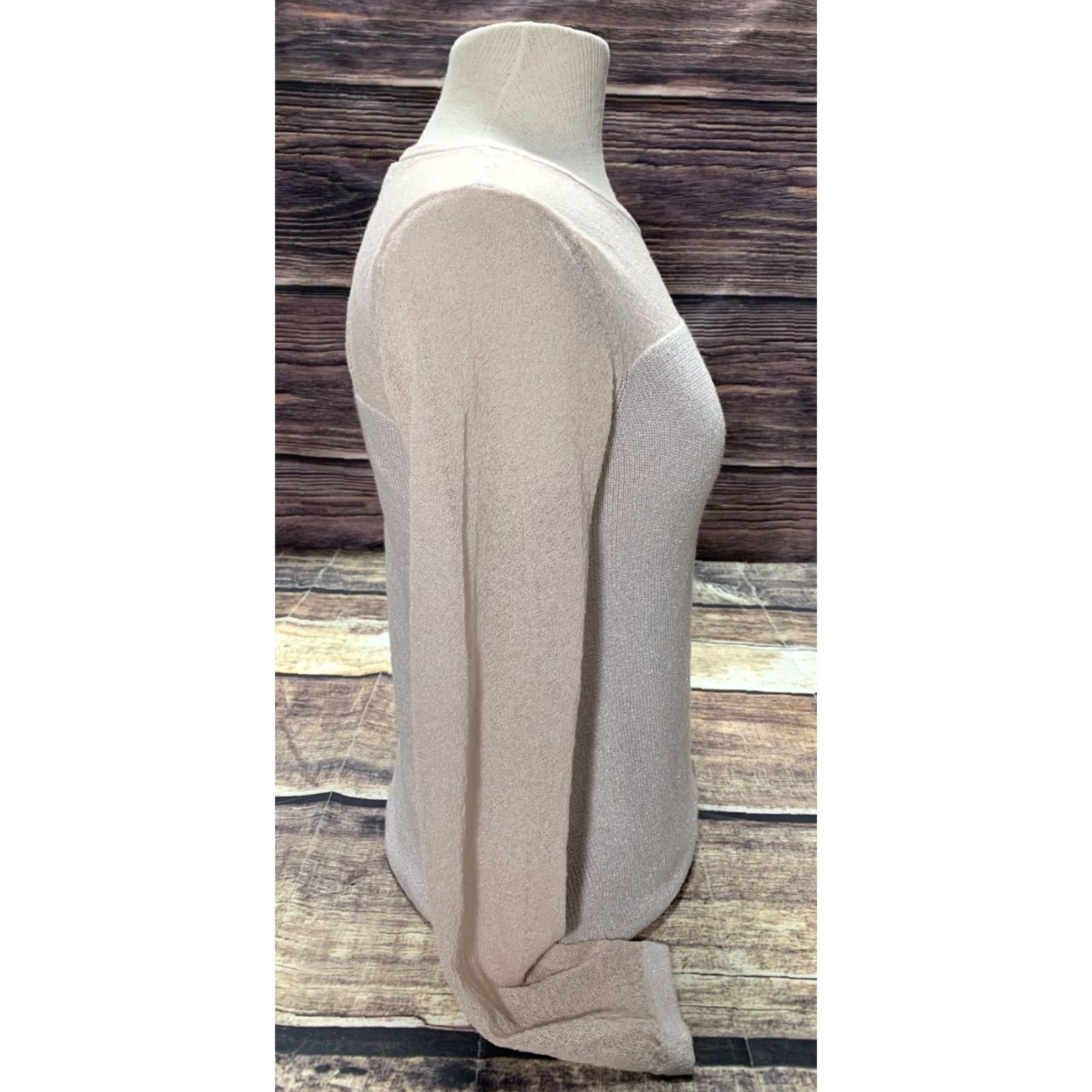 Vintage Jennefer Lopes Jennifer Lopez Womens Pullover Top Shirt Medium Salmon Shear Long Sparkly Knit Glitter Size M / US 6-8 / IT 42-44 - 2 Thumbnail