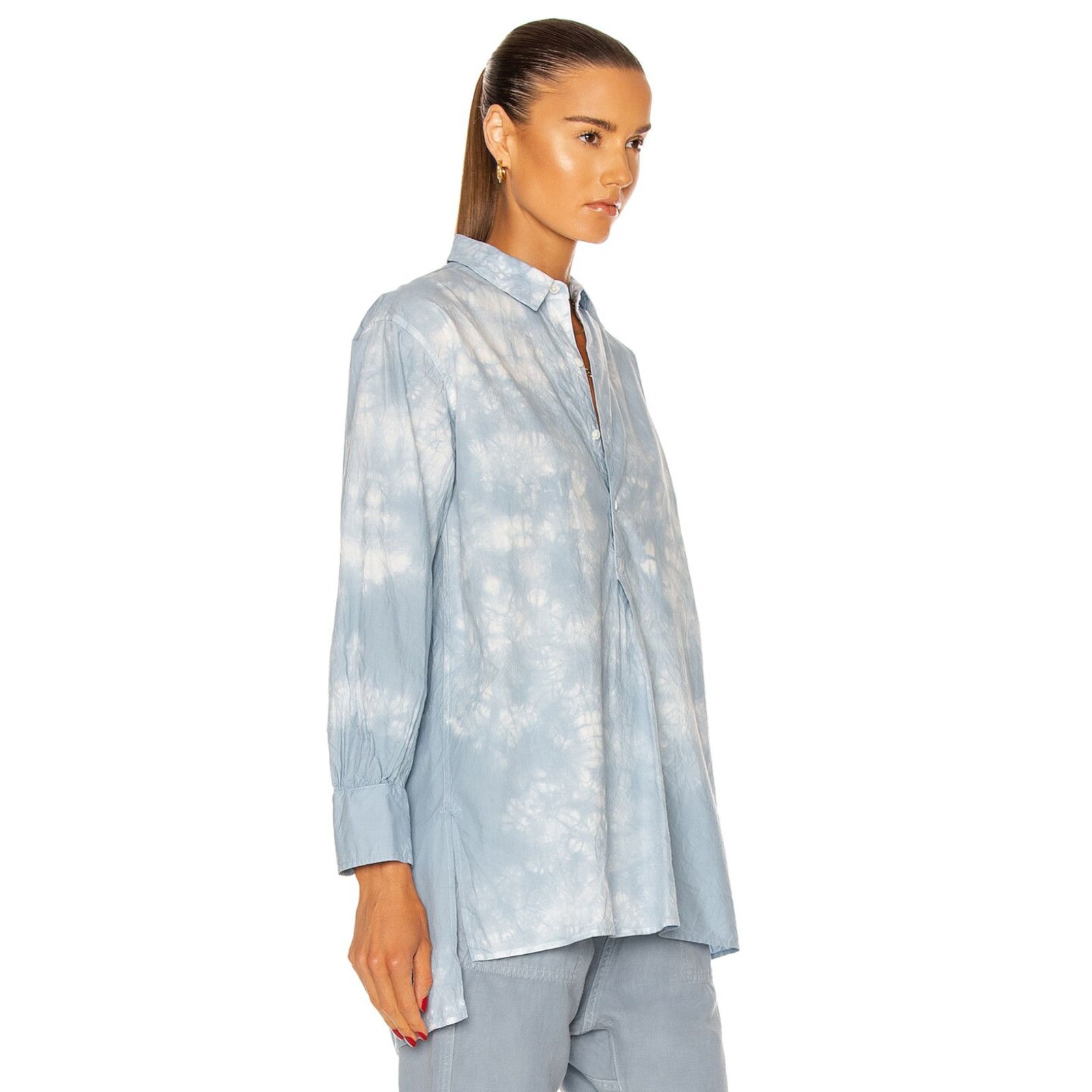 NILI LOTAN Ambrose Tunic Top in Light Blue Tie Dye Medium