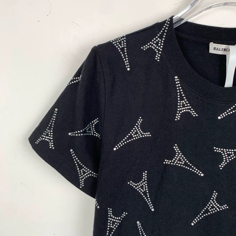 Balenciaga Balenciaga Round neck black cotton short sleeve tee with r Size S / US 4 / IT 40 - 3 Thumbnail